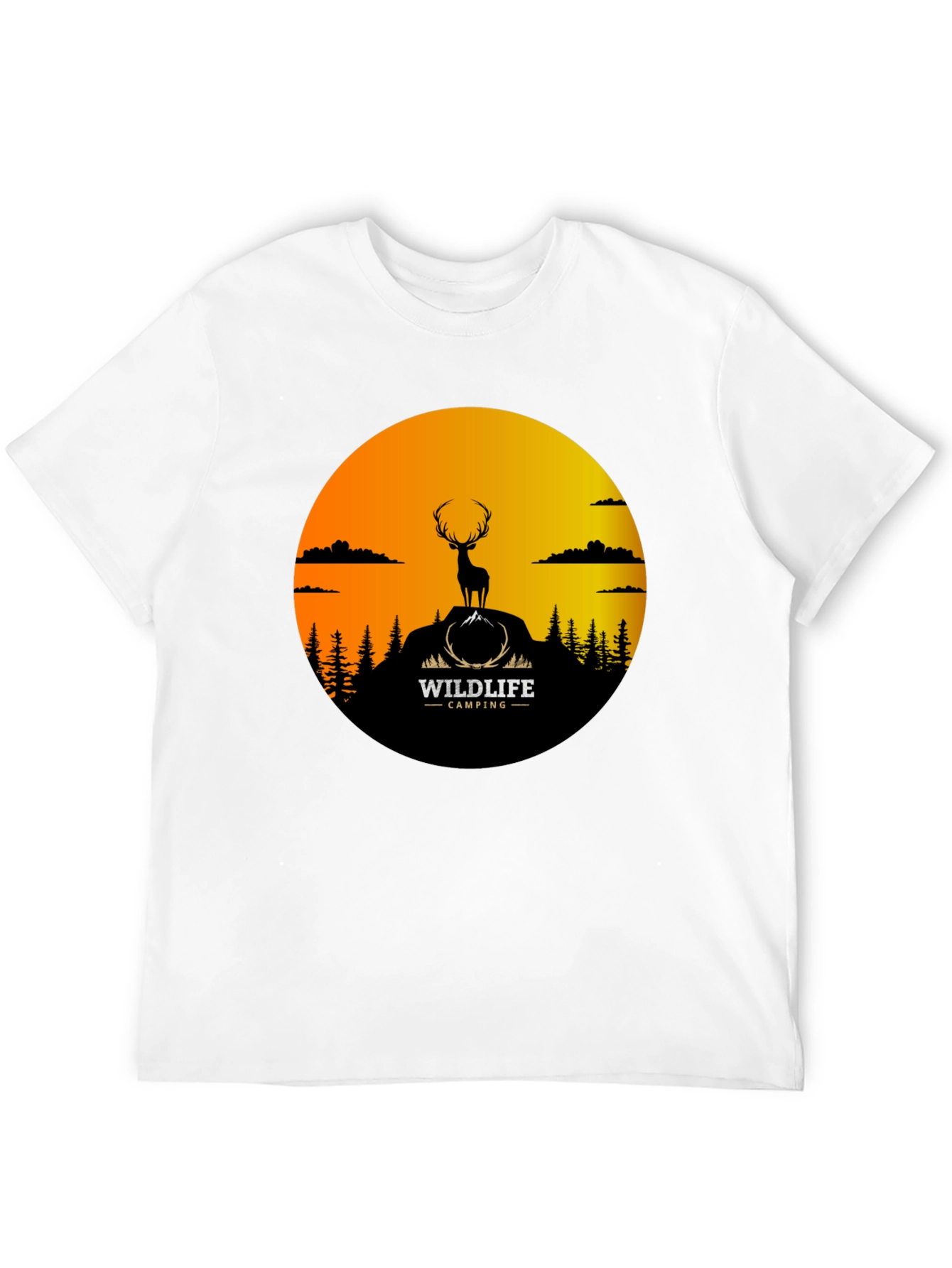 Wildlife Camping Graphic Tee - Deer Silhouette