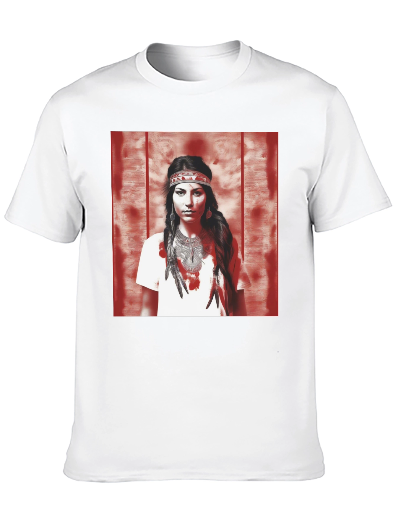 Native American Woman Graphic T-Shirt - Black