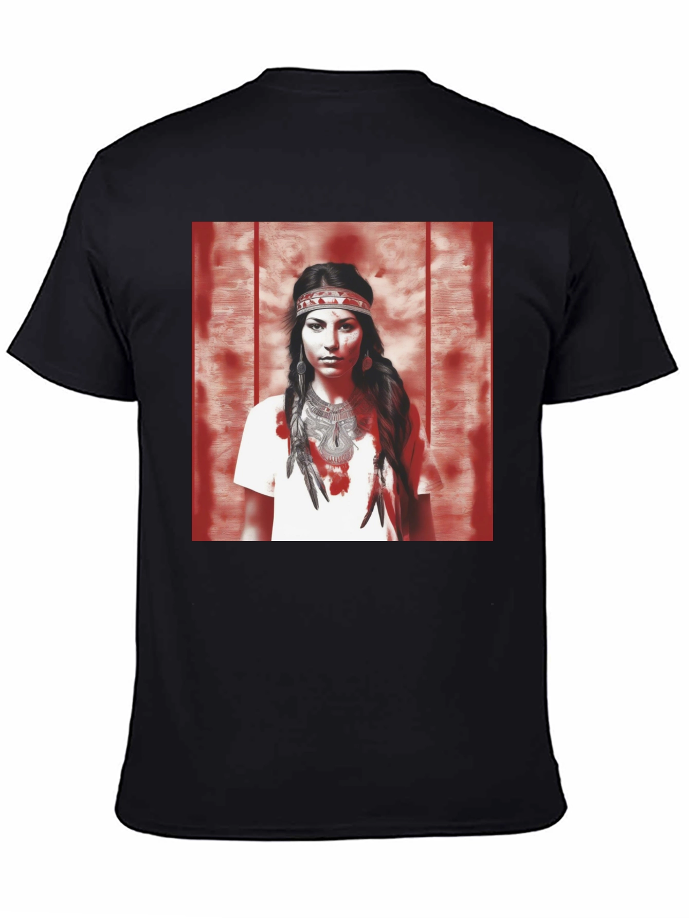 Native American Woman Graphic T-Shirt - Black