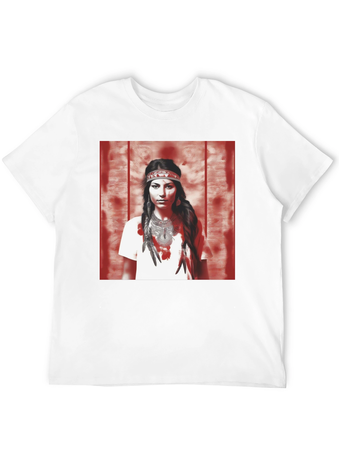Native American Woman Graphic T-Shirt - Black