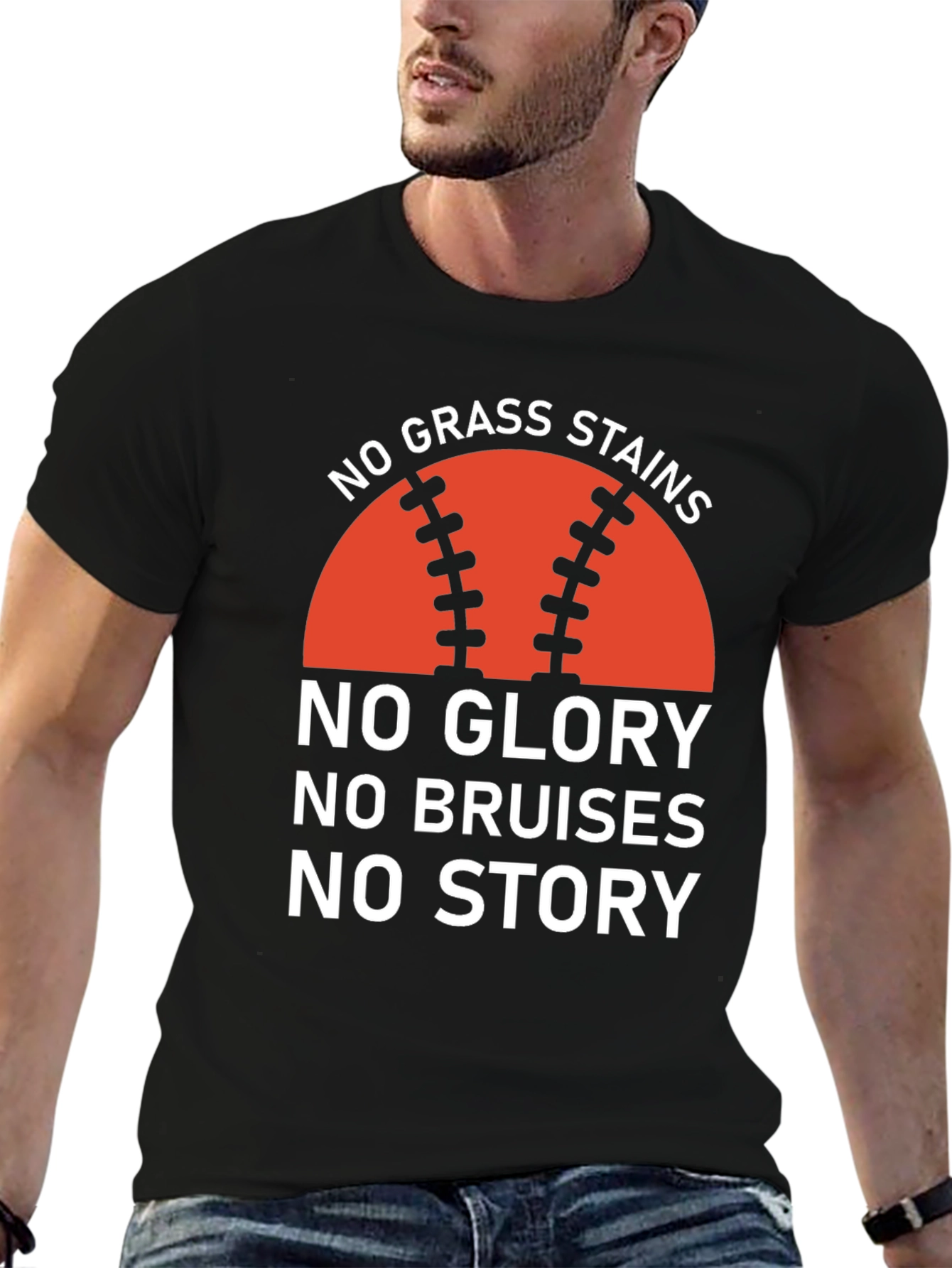 Baseball Tee: No Grass Stains No Glory T-Shirt