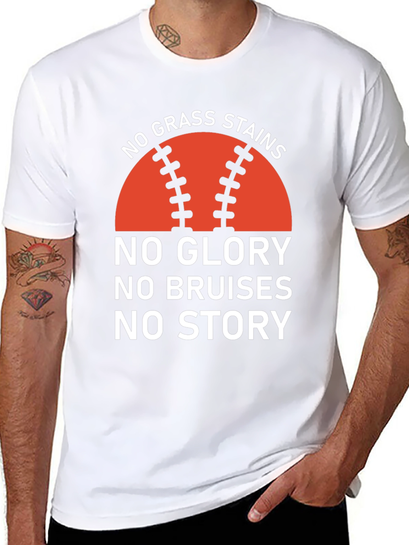 Baseball Tee: No Grass Stains No Glory T-Shirt