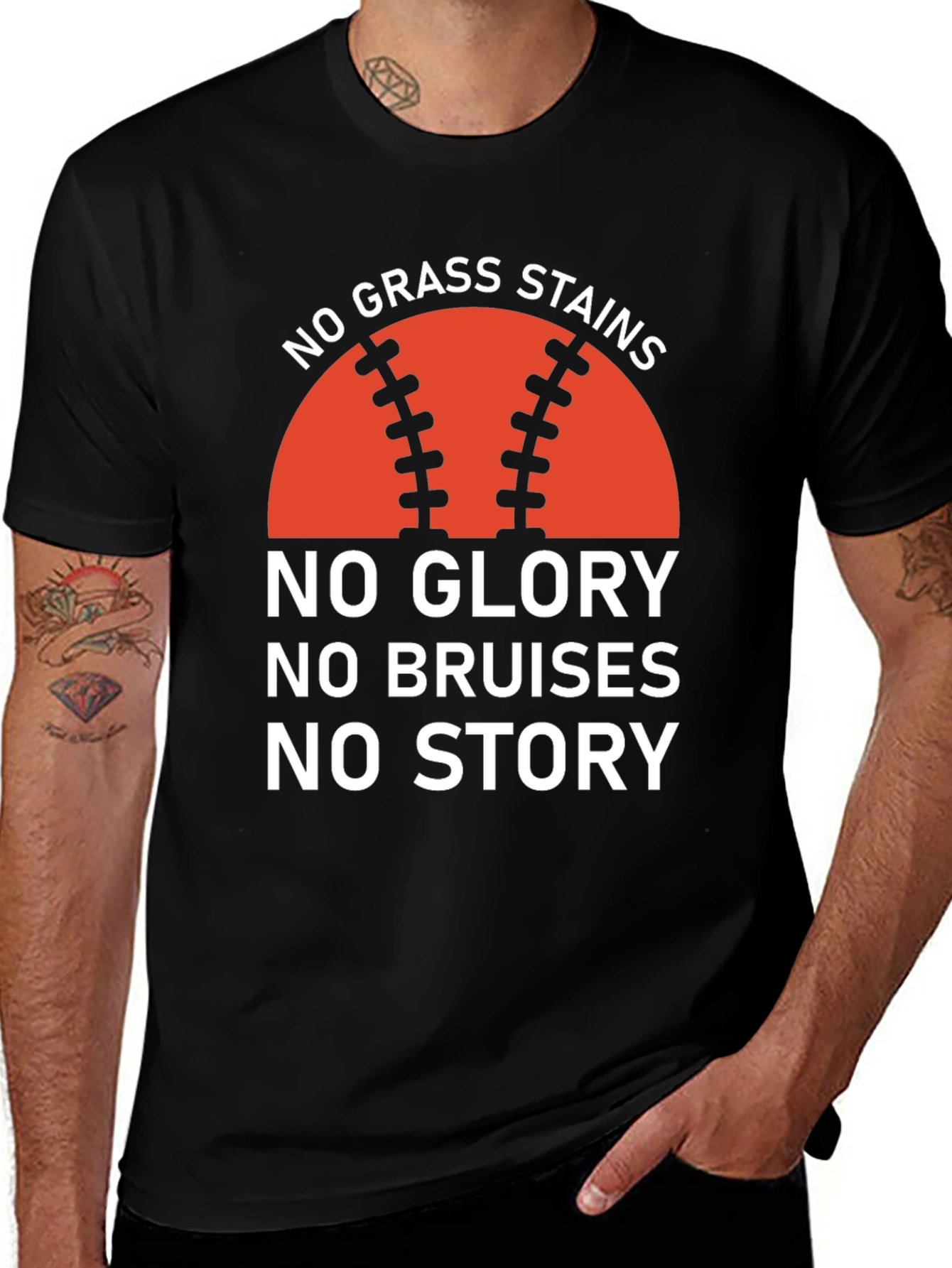 Baseball Tee: No Grass Stains No Glory T-Shirt