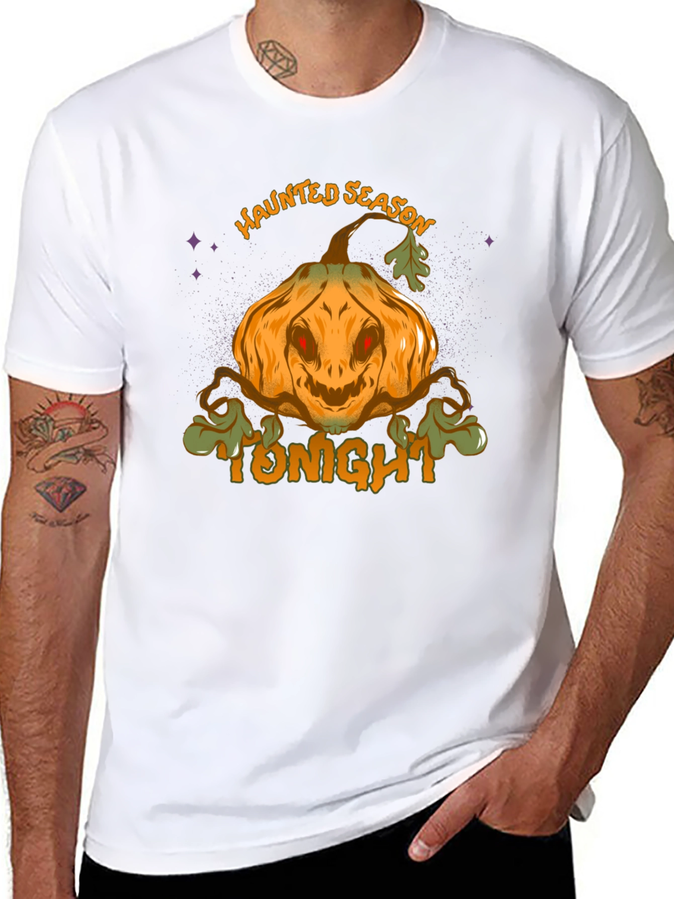 Haunted Season Pumpkin Halloween Black T-Shirt