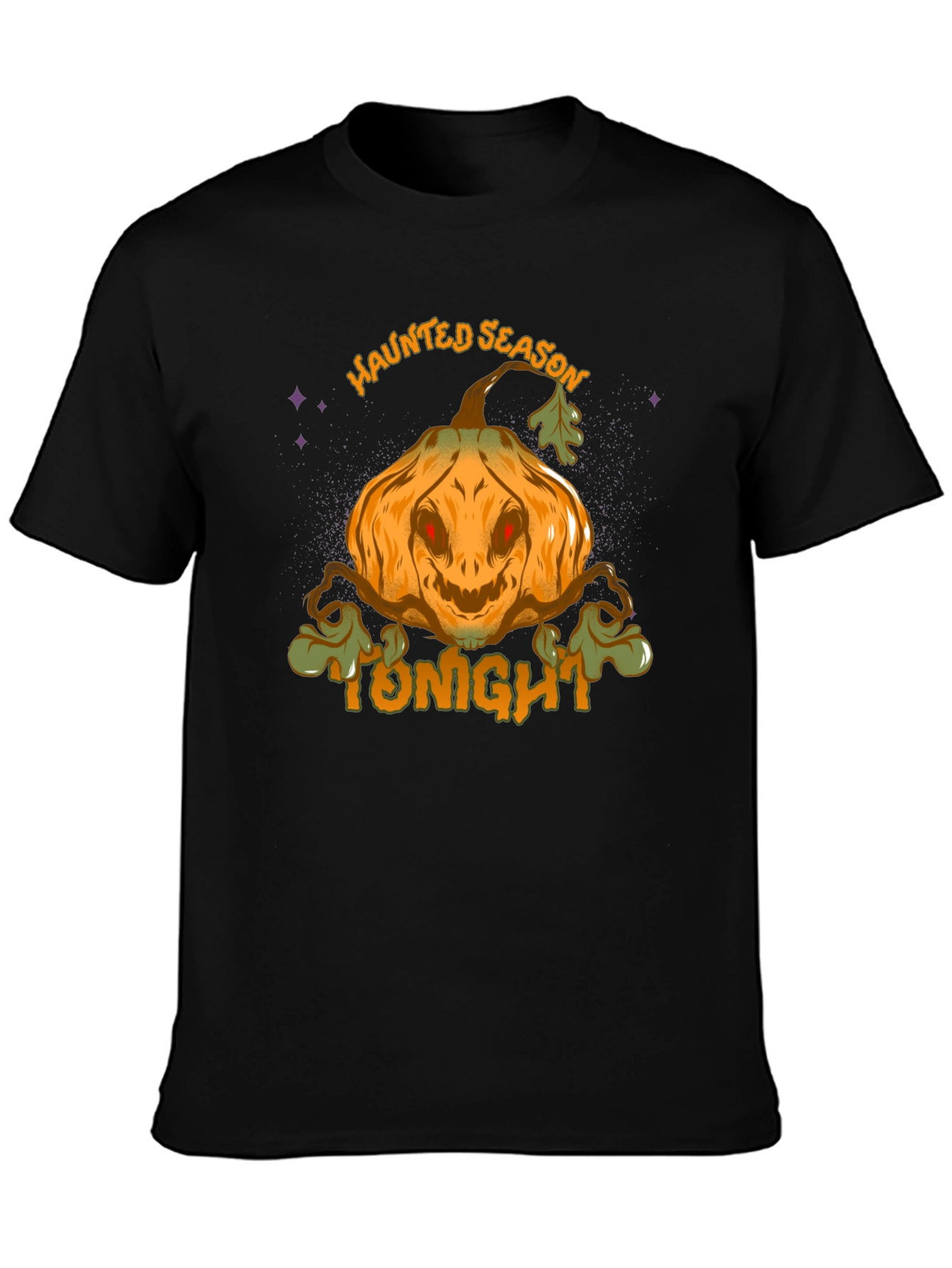 Haunted Season Pumpkin Halloween Black T-Shirt