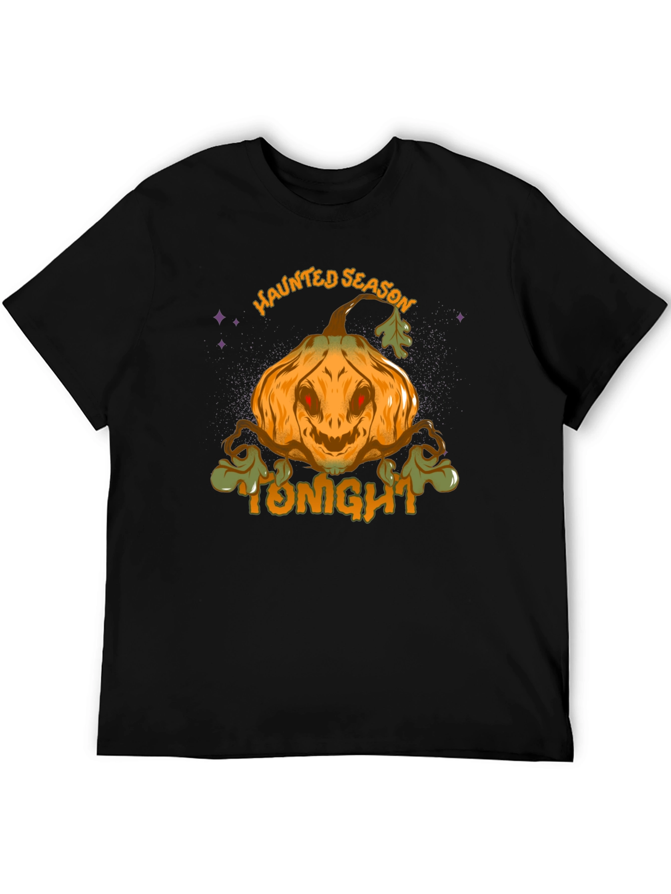Haunted Season Pumpkin Halloween Black T-Shirt