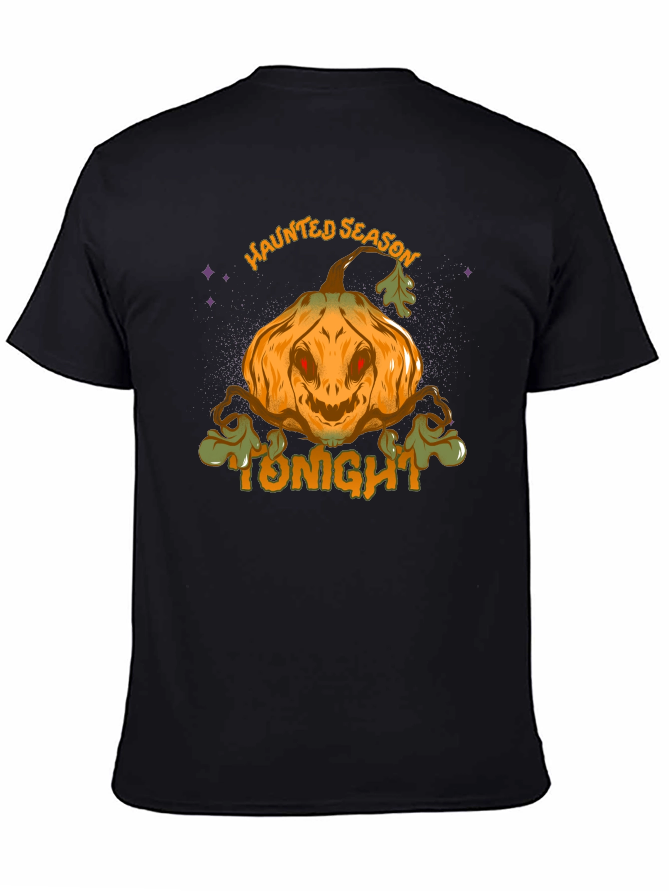 Haunted Season Pumpkin Halloween Black T-Shirt