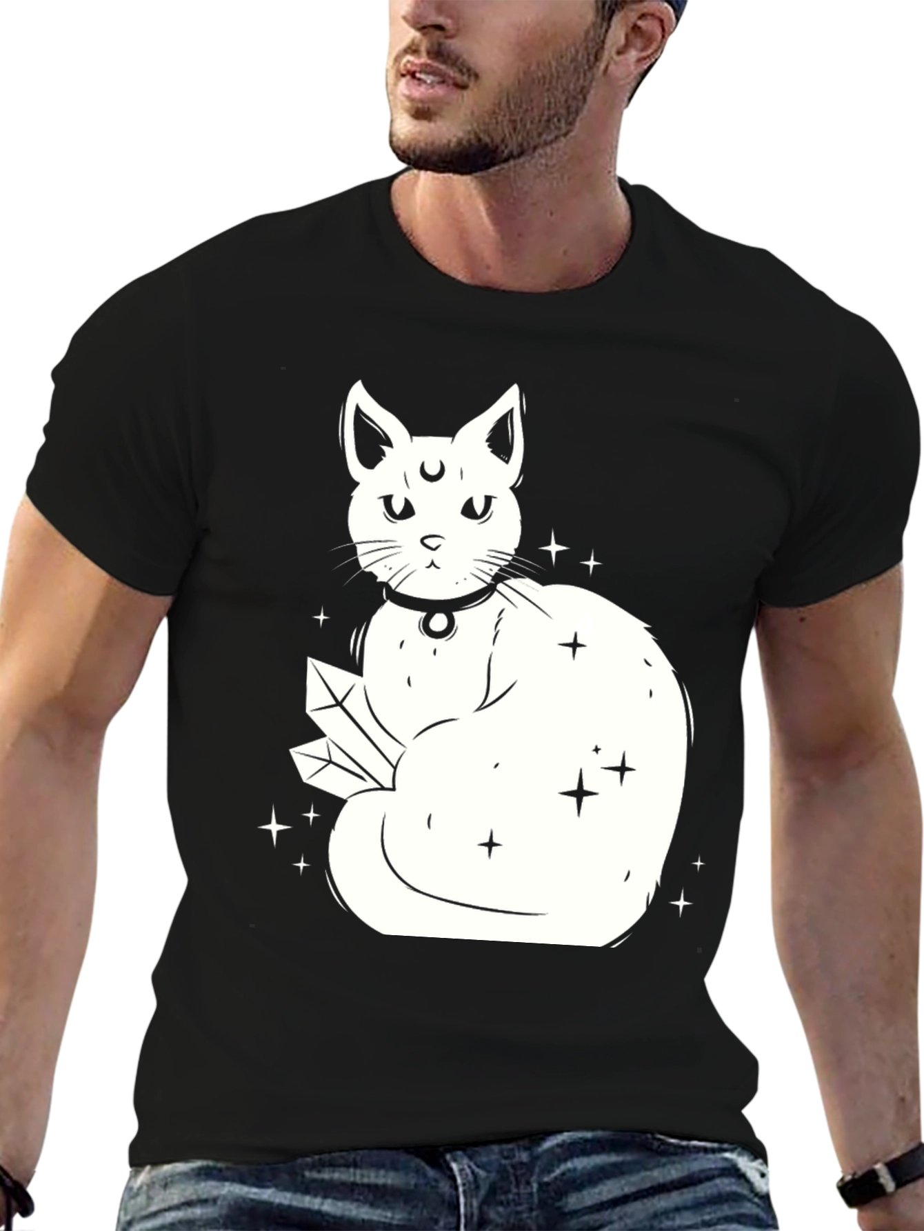 Mystic Cat T-Shirt - Black Graphic Tee