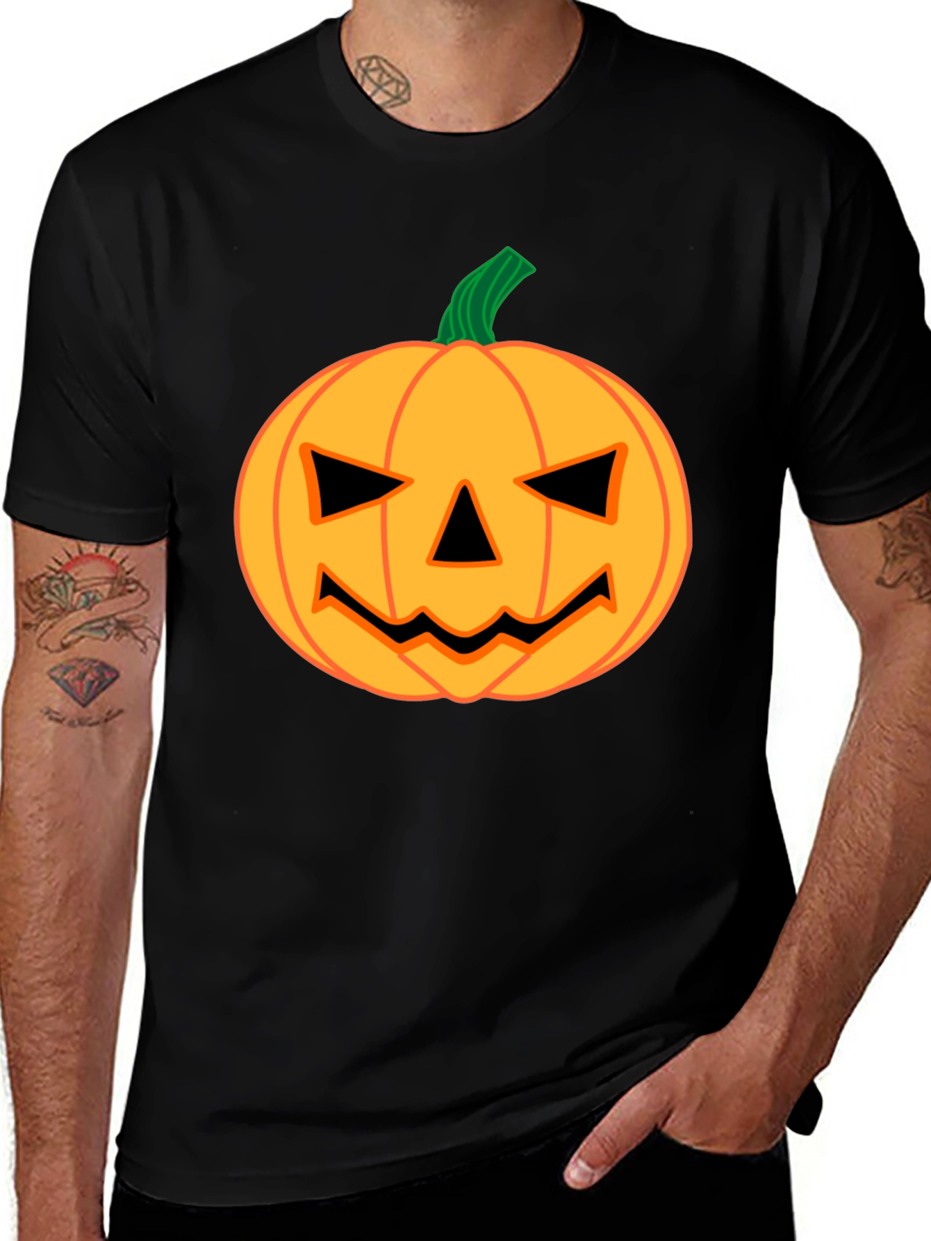 Halloween Pumpkin Face Graphic Tee - Spooky Season Apparel