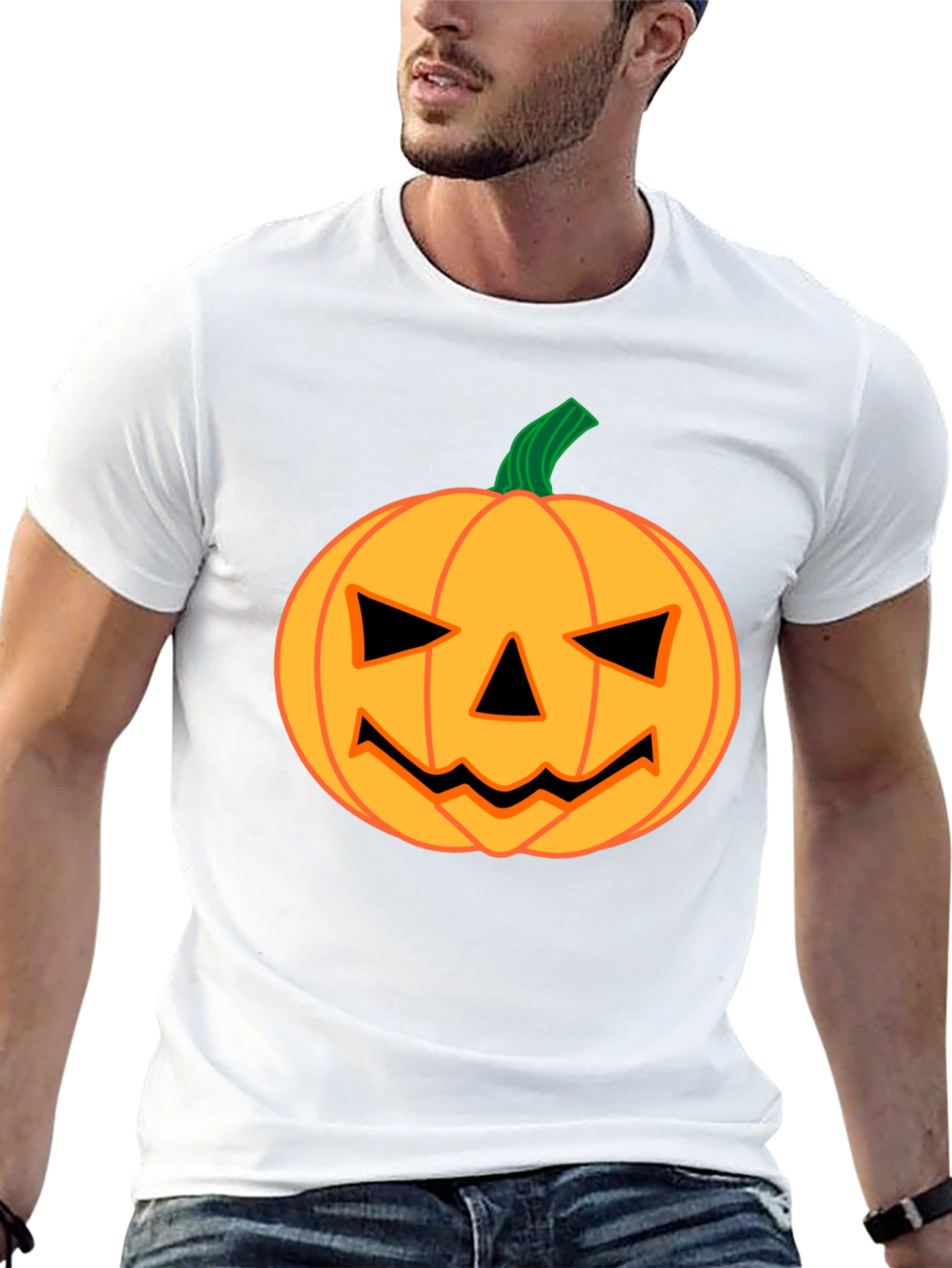 Halloween Pumpkin Face Graphic Tee - Spooky Season Apparel