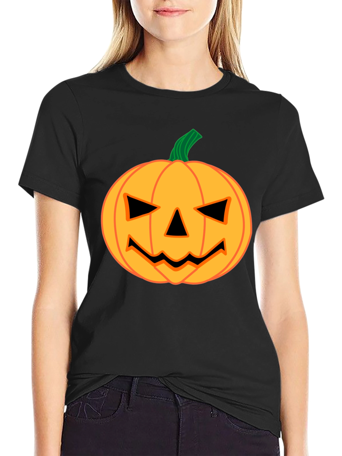 Halloween Pumpkin Face Graphic Tee - Spooky Season Apparel