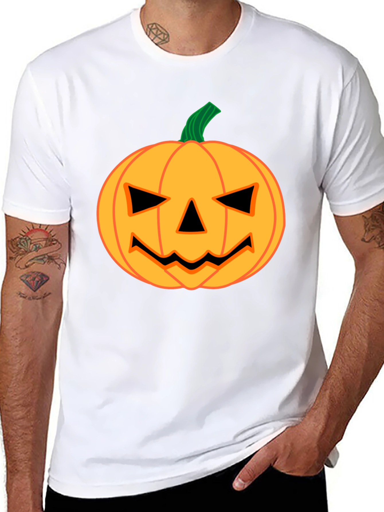 Halloween Pumpkin Face Graphic Tee - Spooky Season Apparel