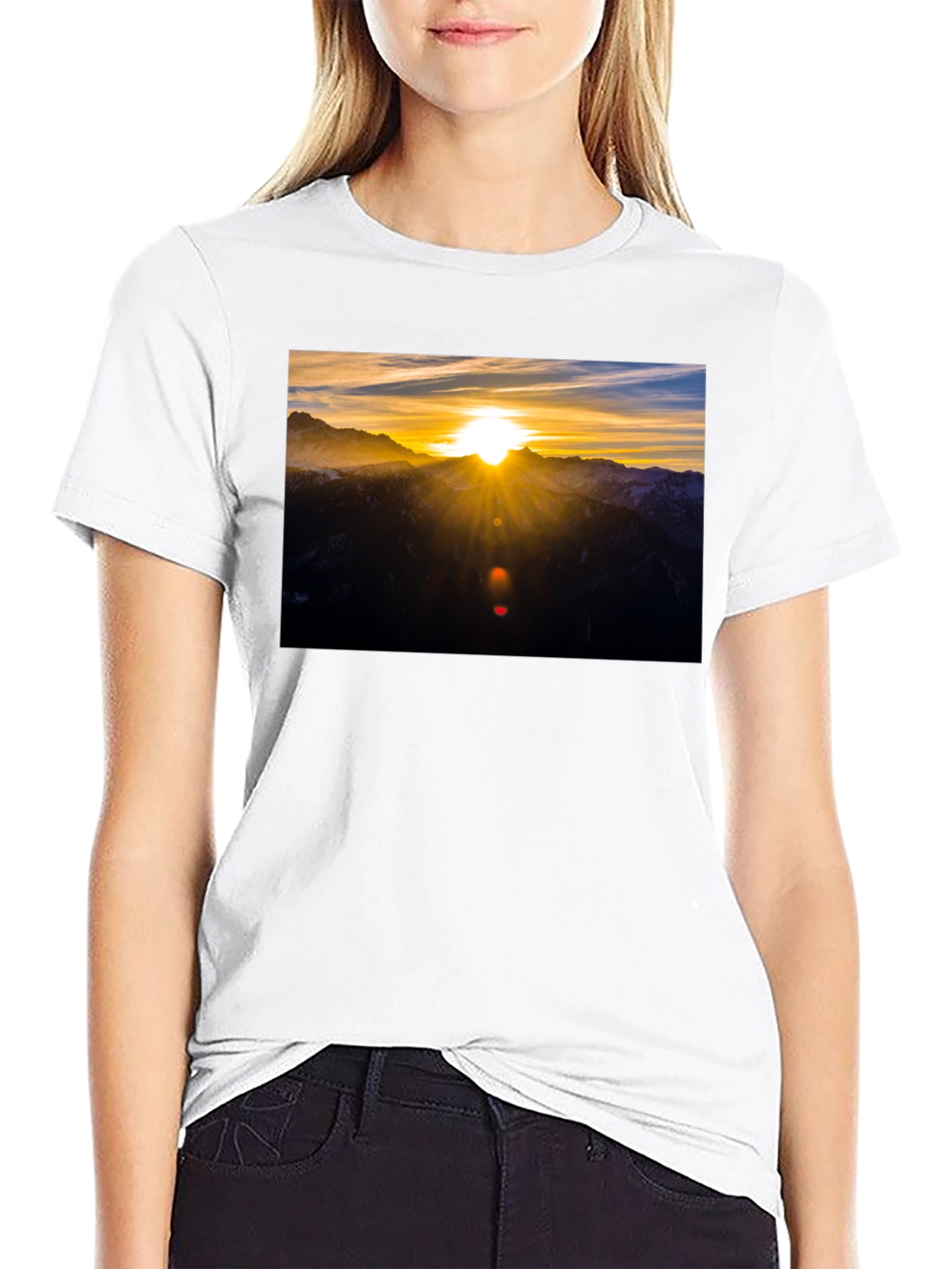 Sunrise Mountain Graphic Black T-Shirt