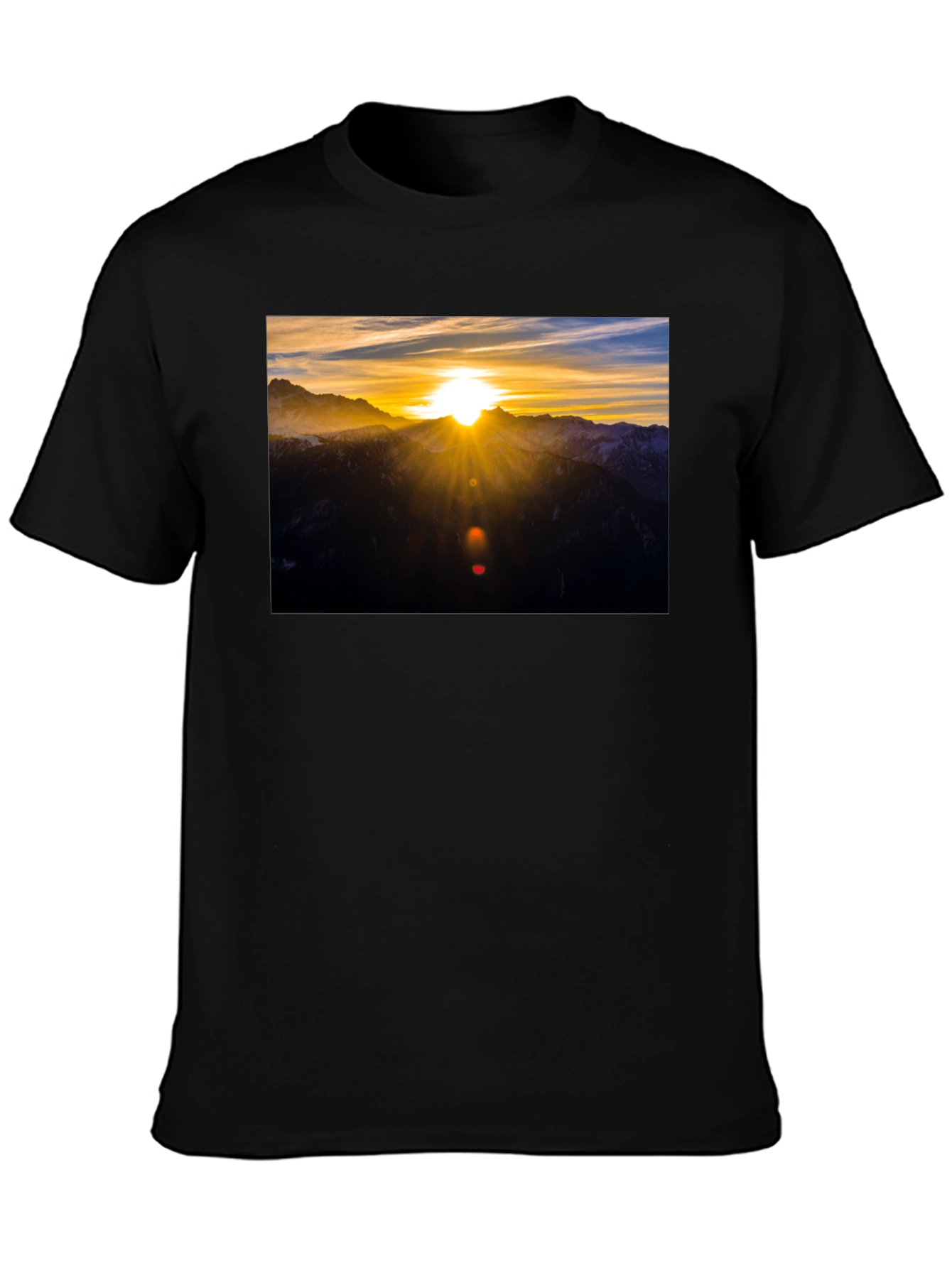 Sunrise Mountain Graphic Black T-Shirt