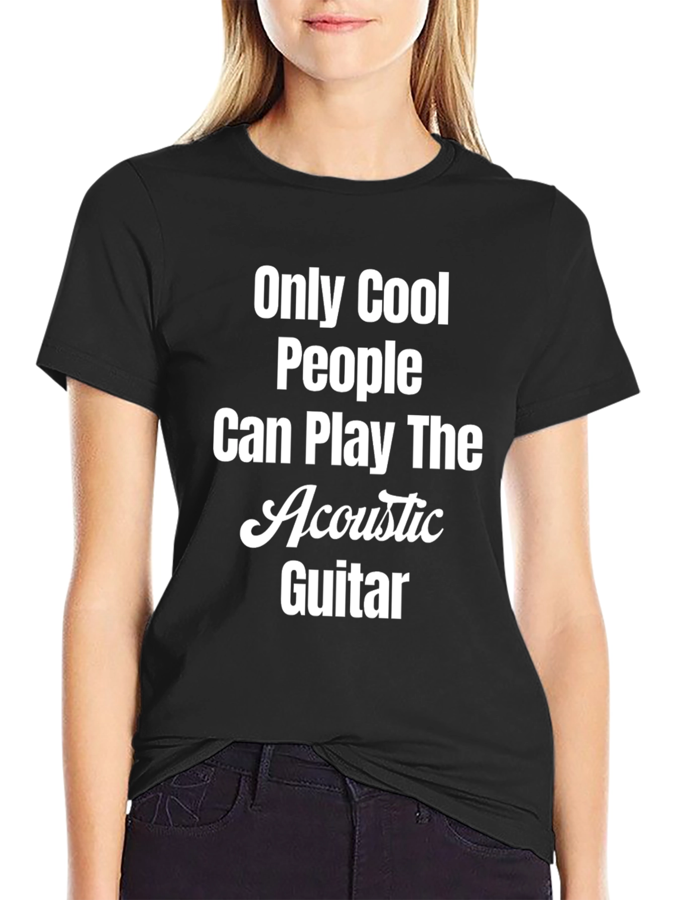 Cool Acoustic Guitar Player Black T-Shirt