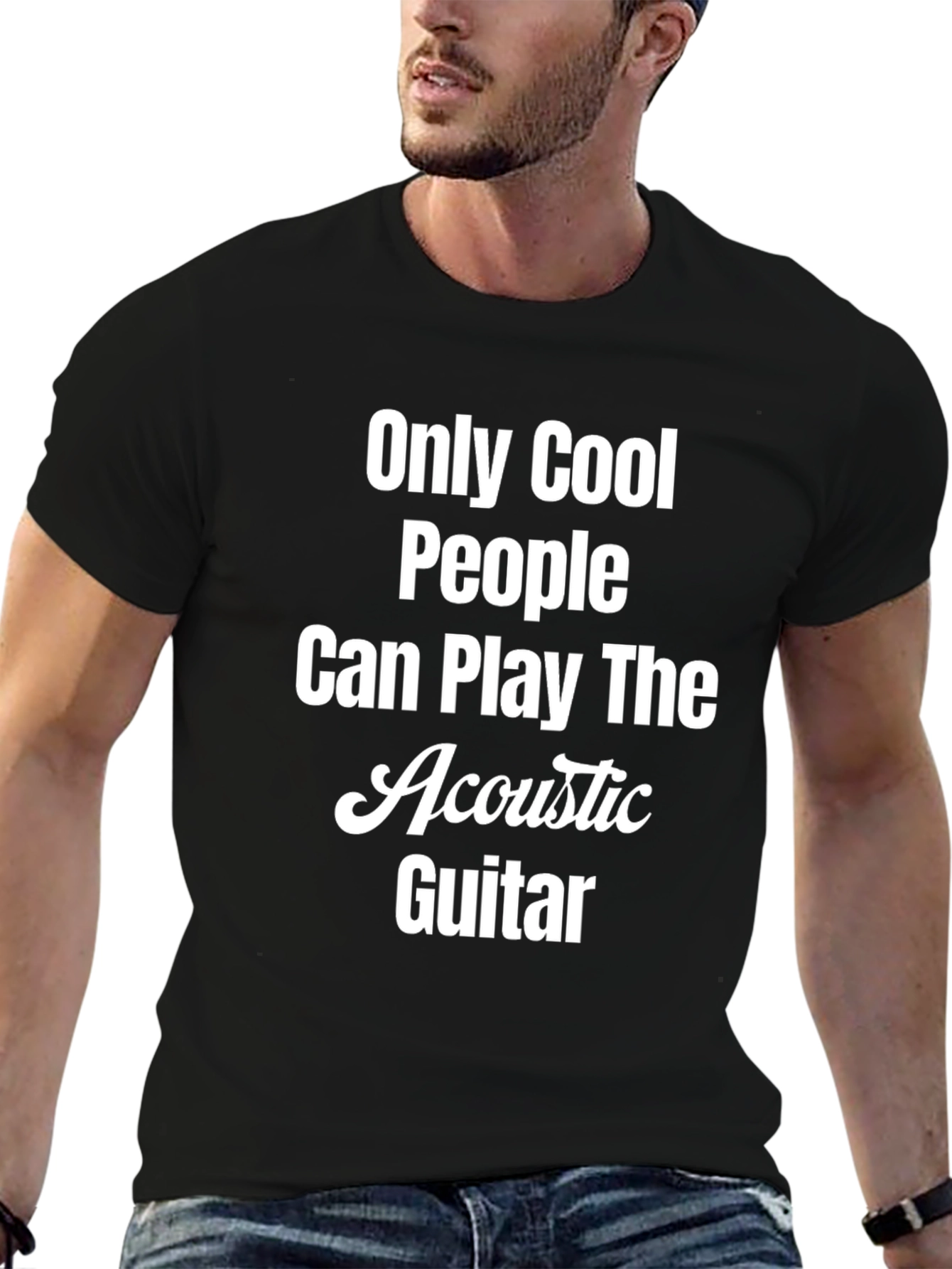Cool Acoustic Guitar Player Black T-Shirt