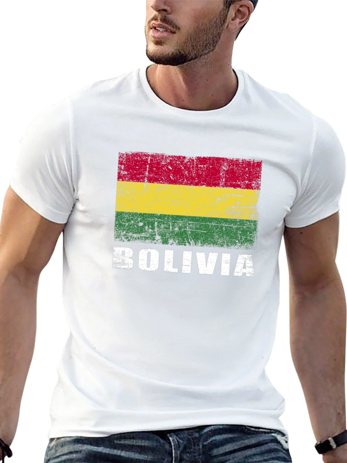 Bolivia Flag Graphic T-Shirt - Black
