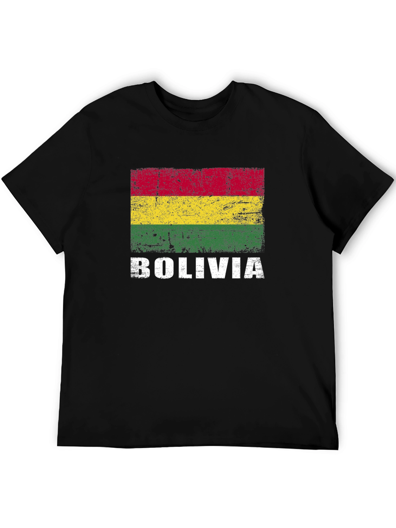 Bolivia Flag Graphic T-Shirt - Black