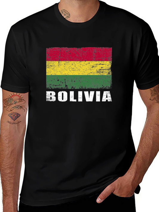 Bolivia Flag Graphic T-Shirt - Black
