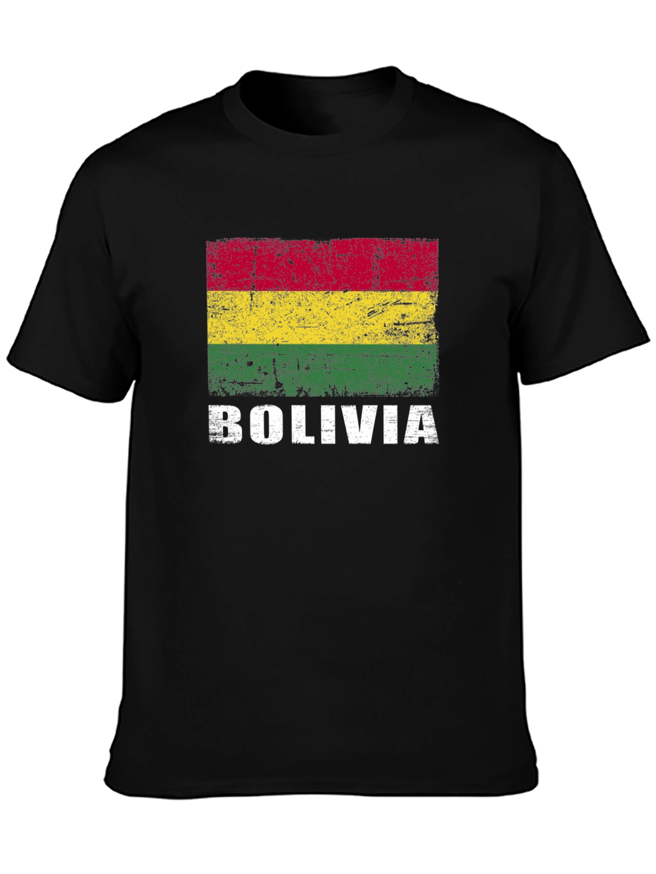 Bolivia Flag Graphic T-Shirt - Black