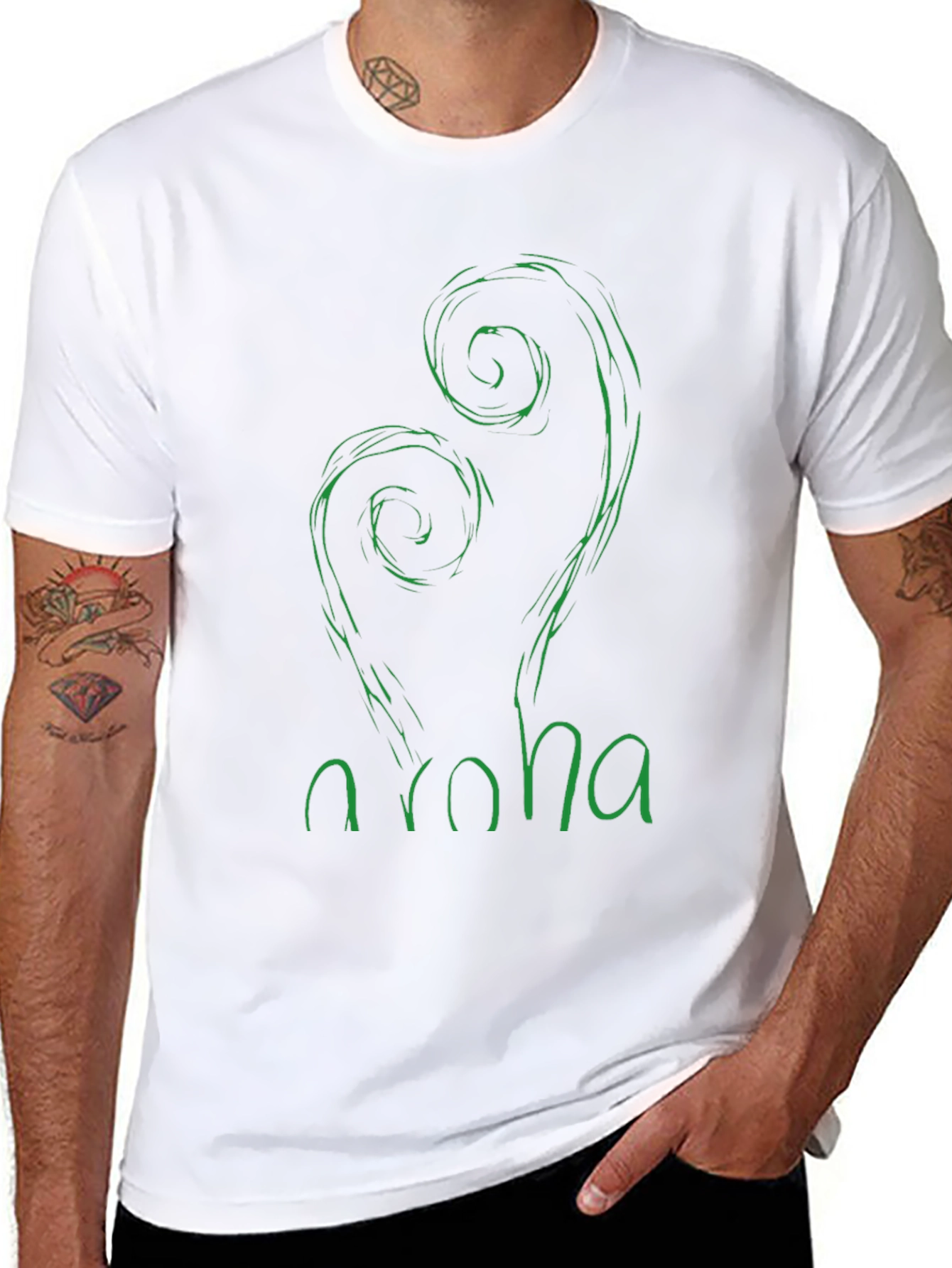 Aroha Fern Graphic Tee - Black Cotton T-Shirt