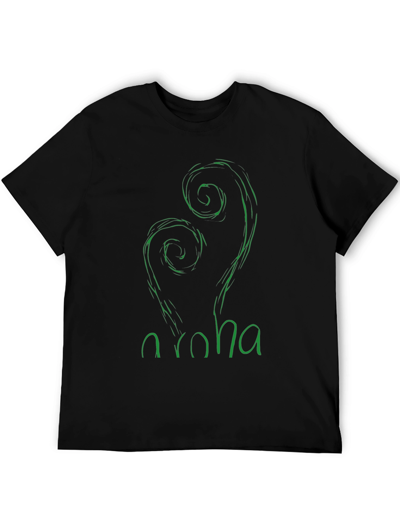 Aroha Fern Graphic Tee - Black Cotton T-Shirt
