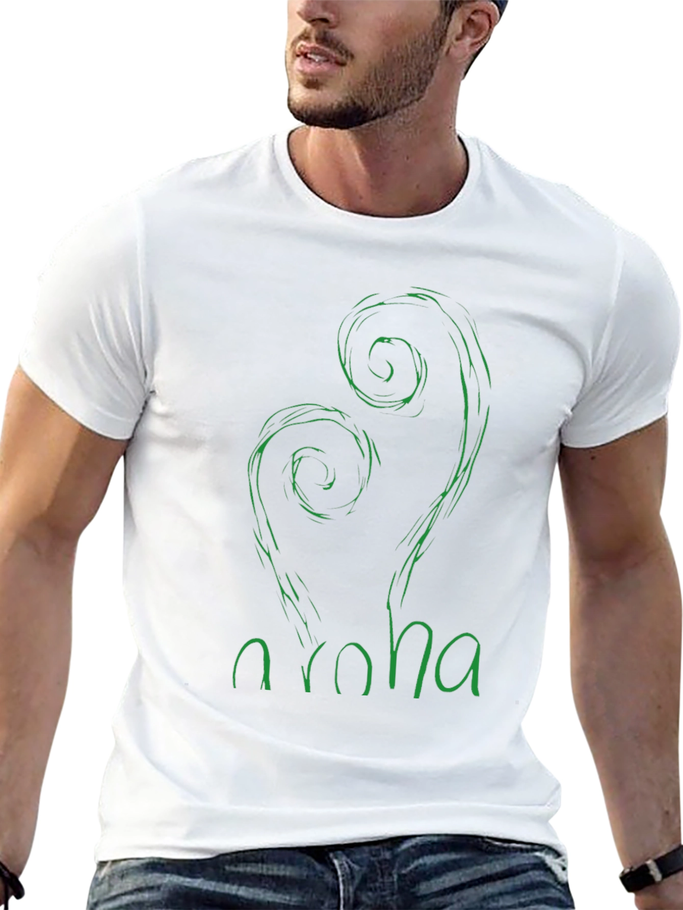 Aroha Fern Graphic Tee - Black Cotton T-Shirt