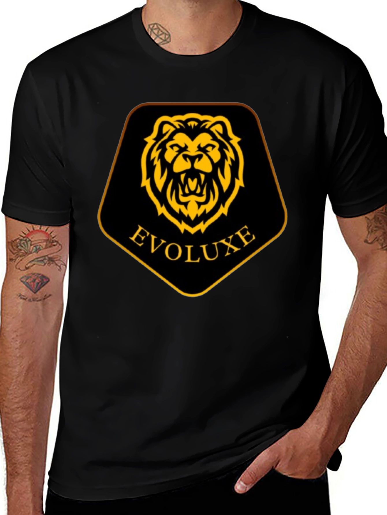 Evoluxe Lion Graphic Tee - Black