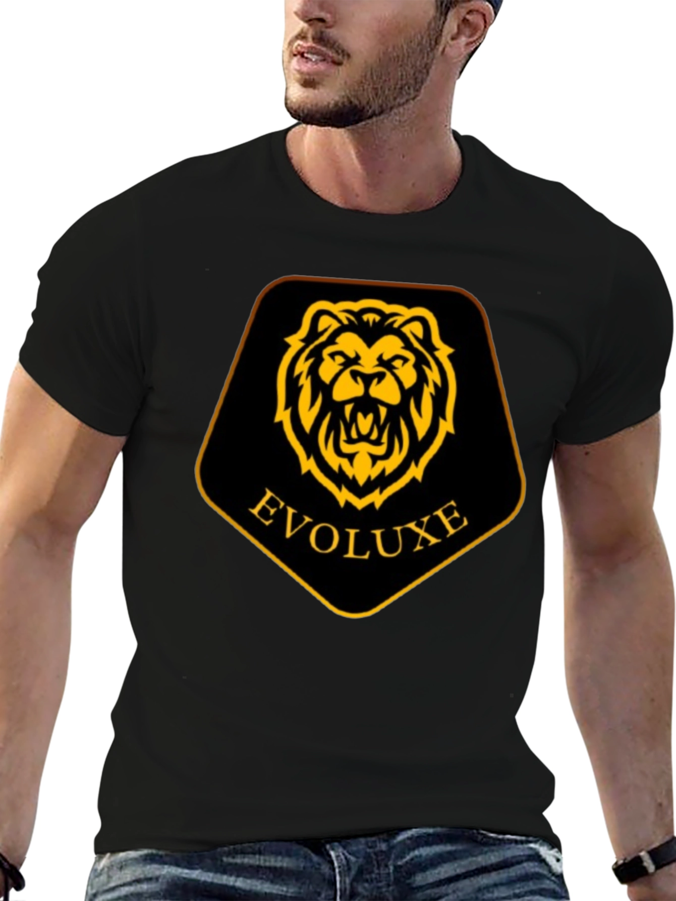 Evoluxe Lion Graphic Tee - Black