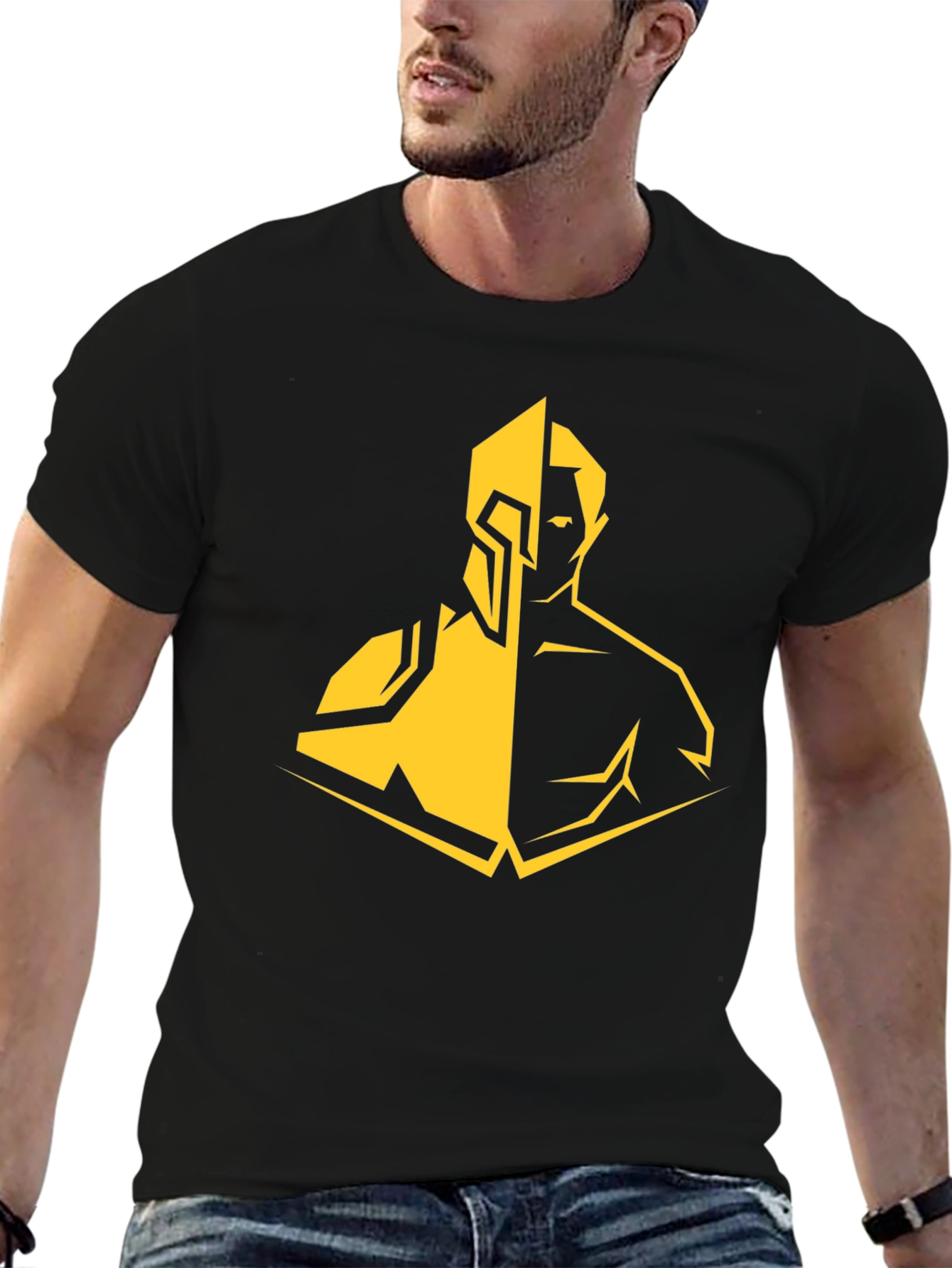 Spartan Warrior Graphic T-Shirt - Black