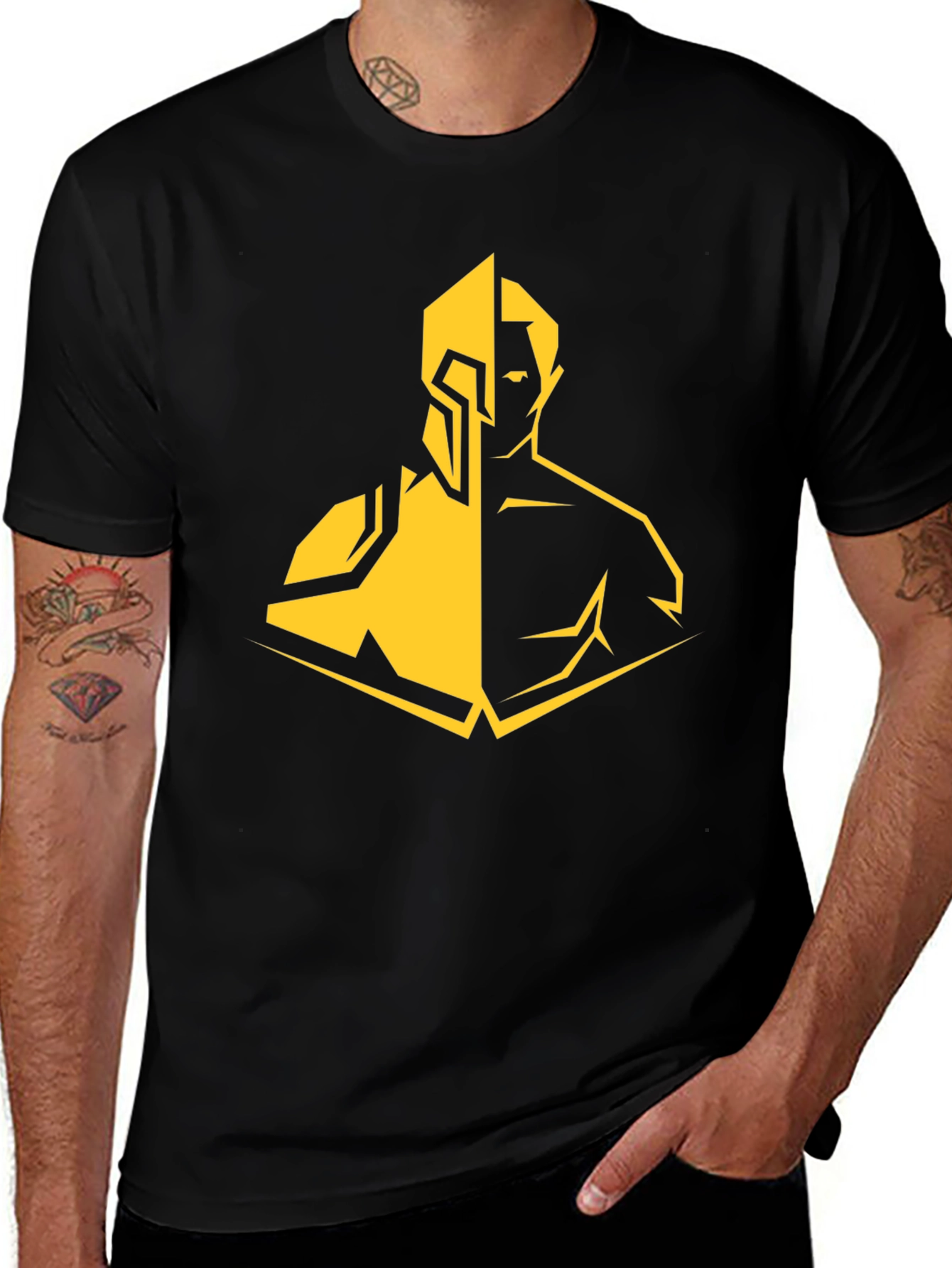 Spartan Warrior Graphic T-Shirt - Black