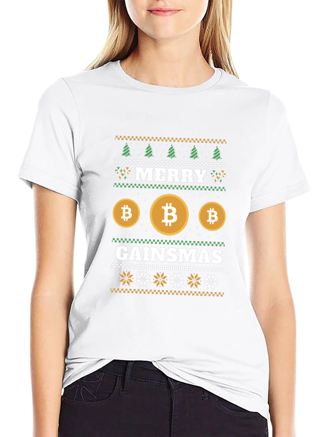 Bitcoin Gainsmas Ugly Christmas Sweater T-Shirt