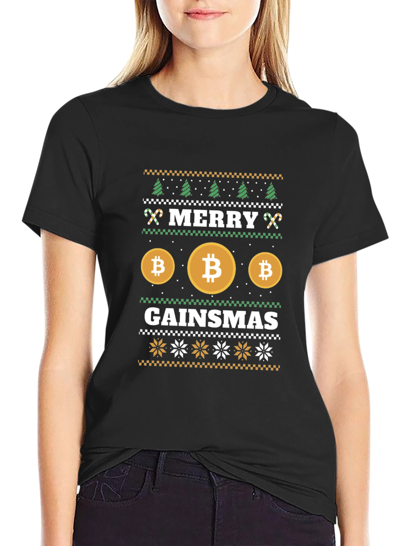Bitcoin Gainsmas Ugly Christmas Sweater T-Shirt