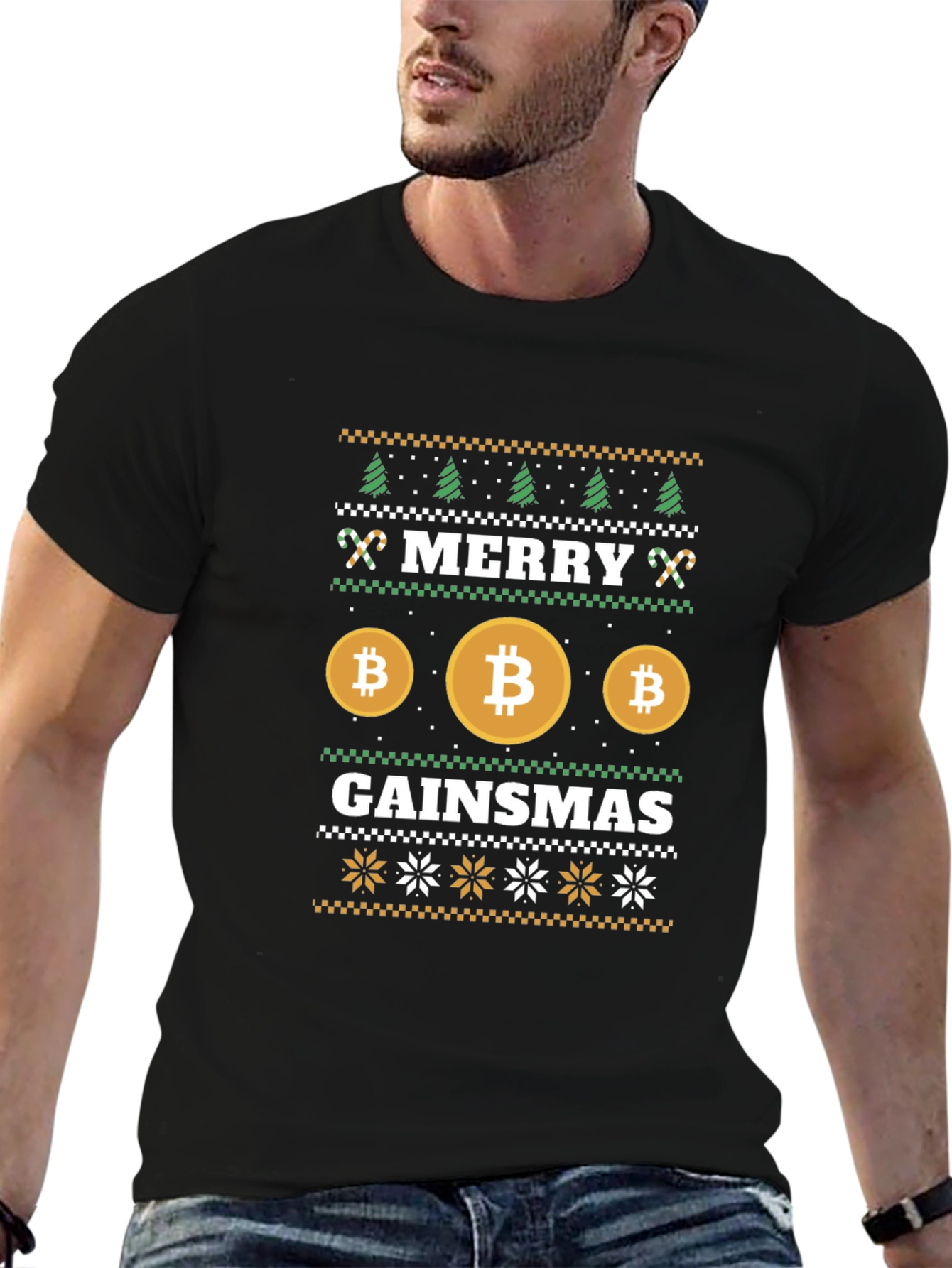 Bitcoin Gainsmas Ugly Christmas Sweater T-Shirt
