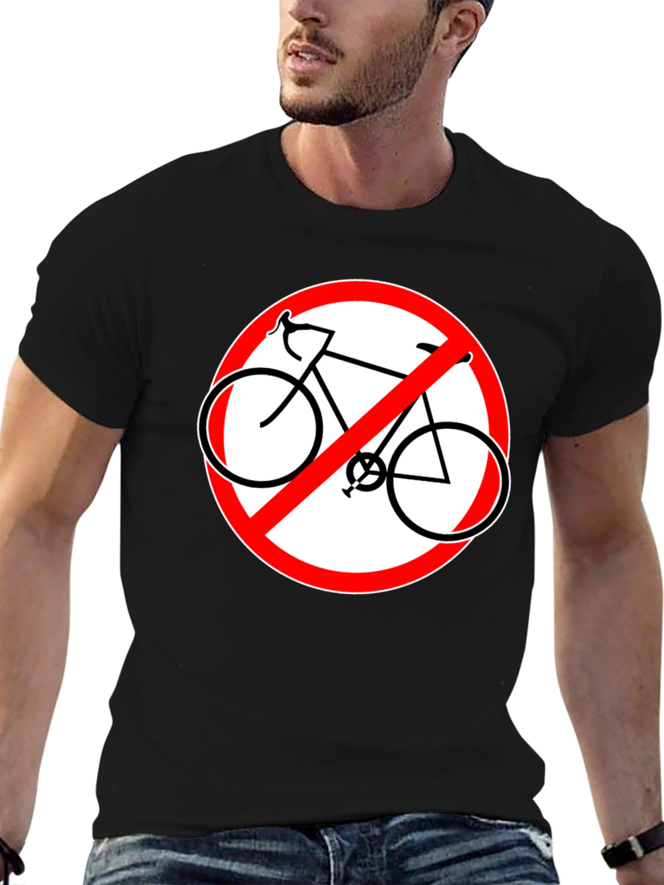No Bicycles Allowed Graphic Black T-Shirt