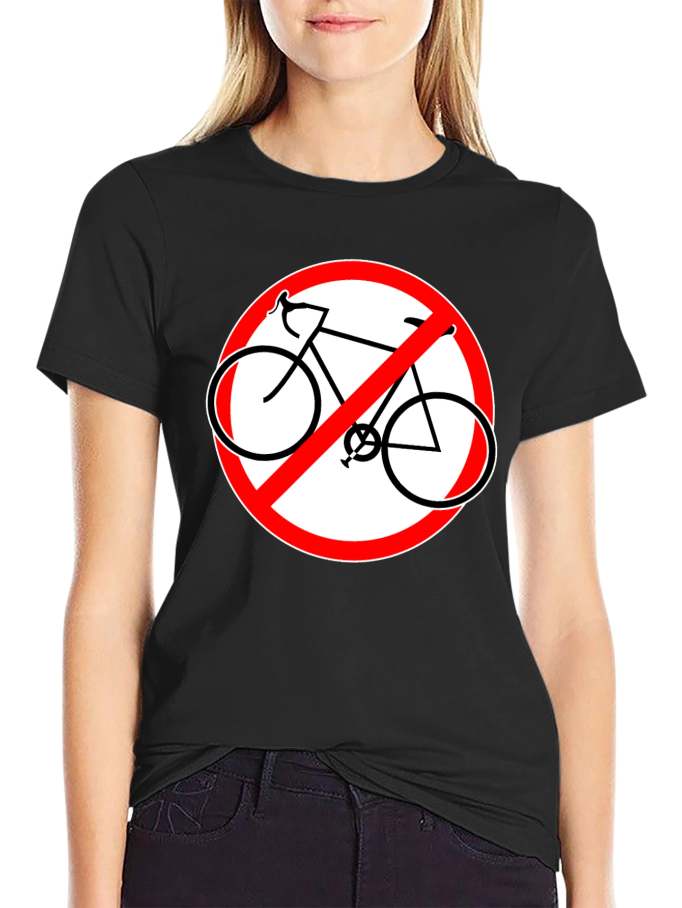 No Bicycles Allowed Graphic Black T-Shirt