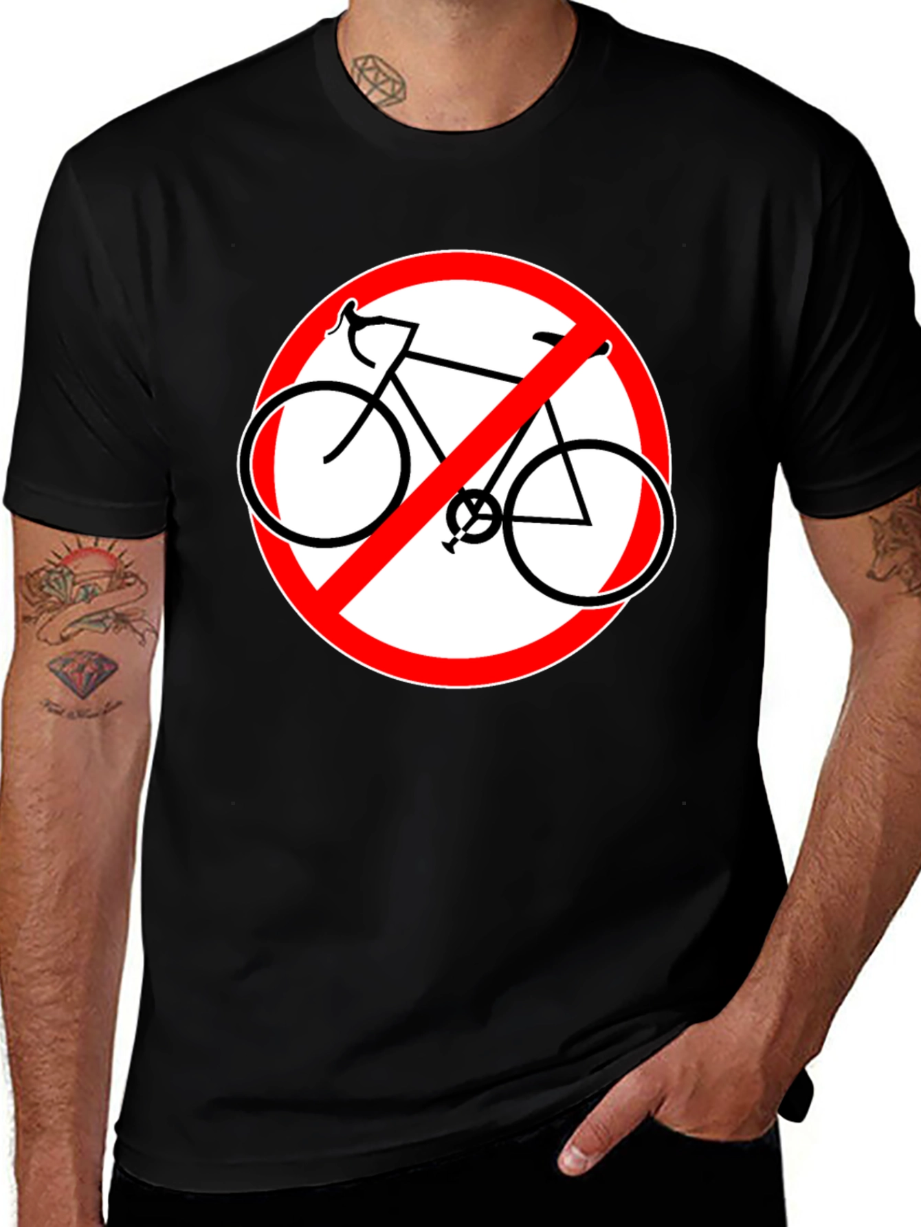 No Bicycles Allowed Graphic Black T-Shirt