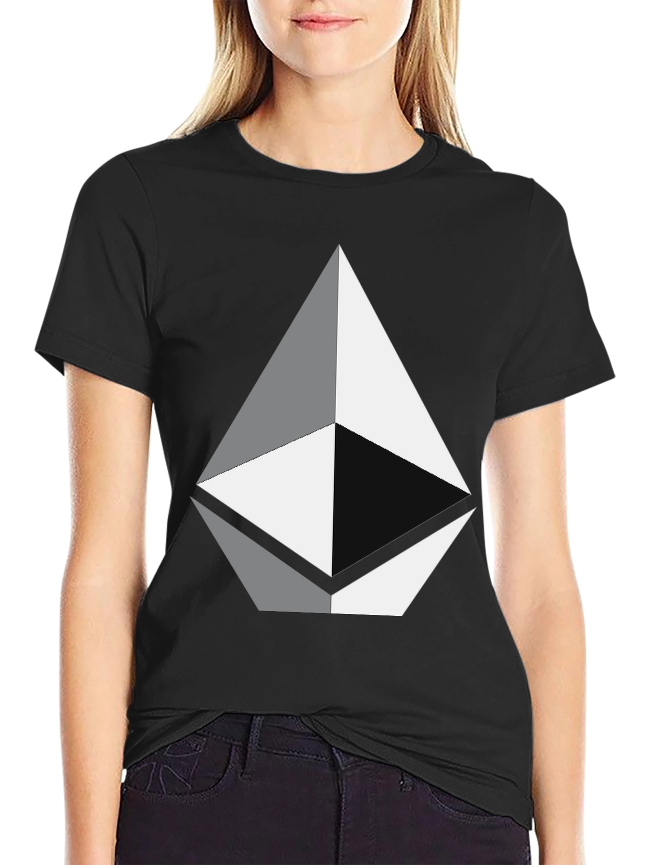 Geometric Diamond Graphic Tee - Black Unisex T-Shirt