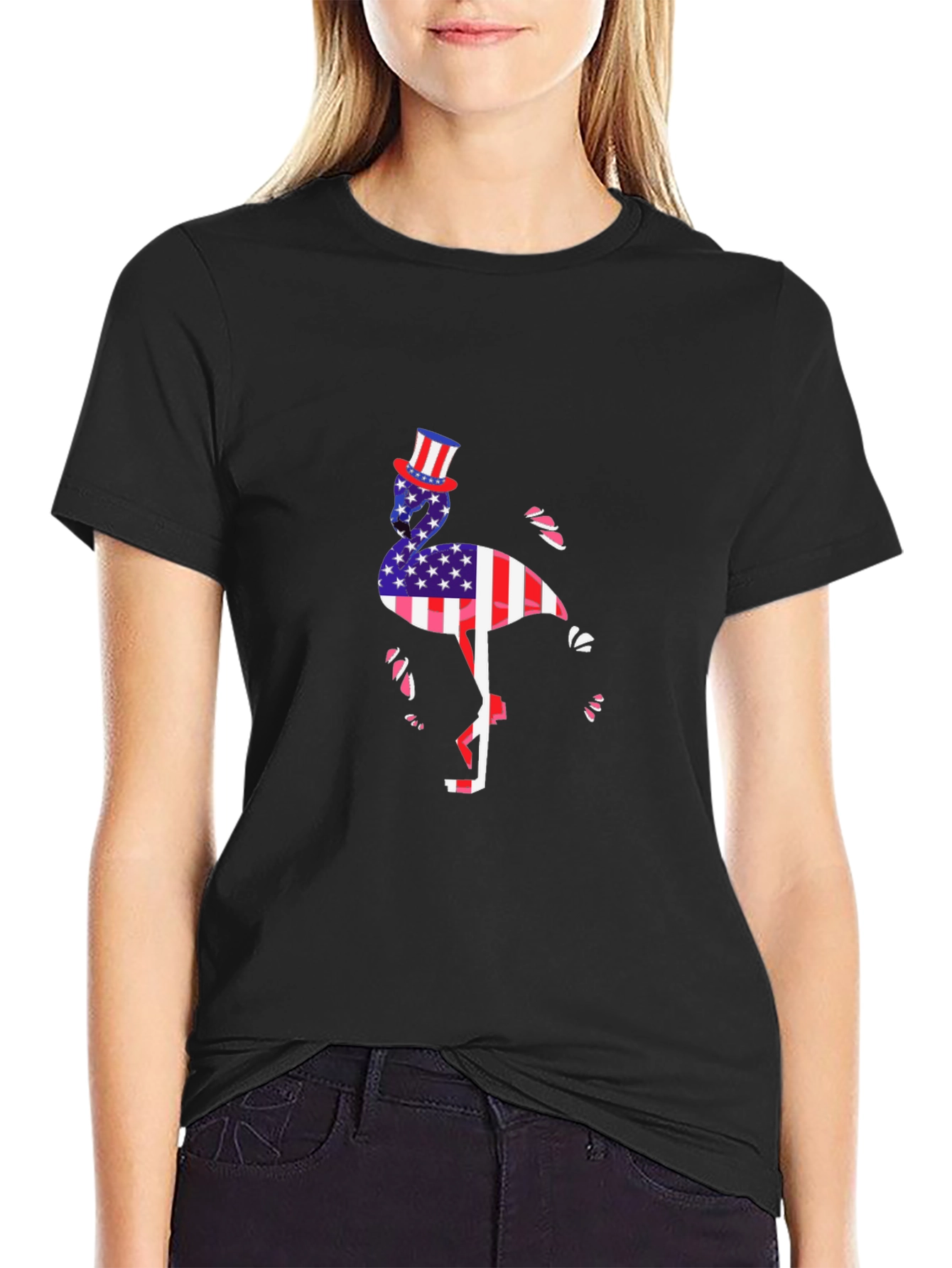 Patriotic Flamingo Graphic T-Shirt