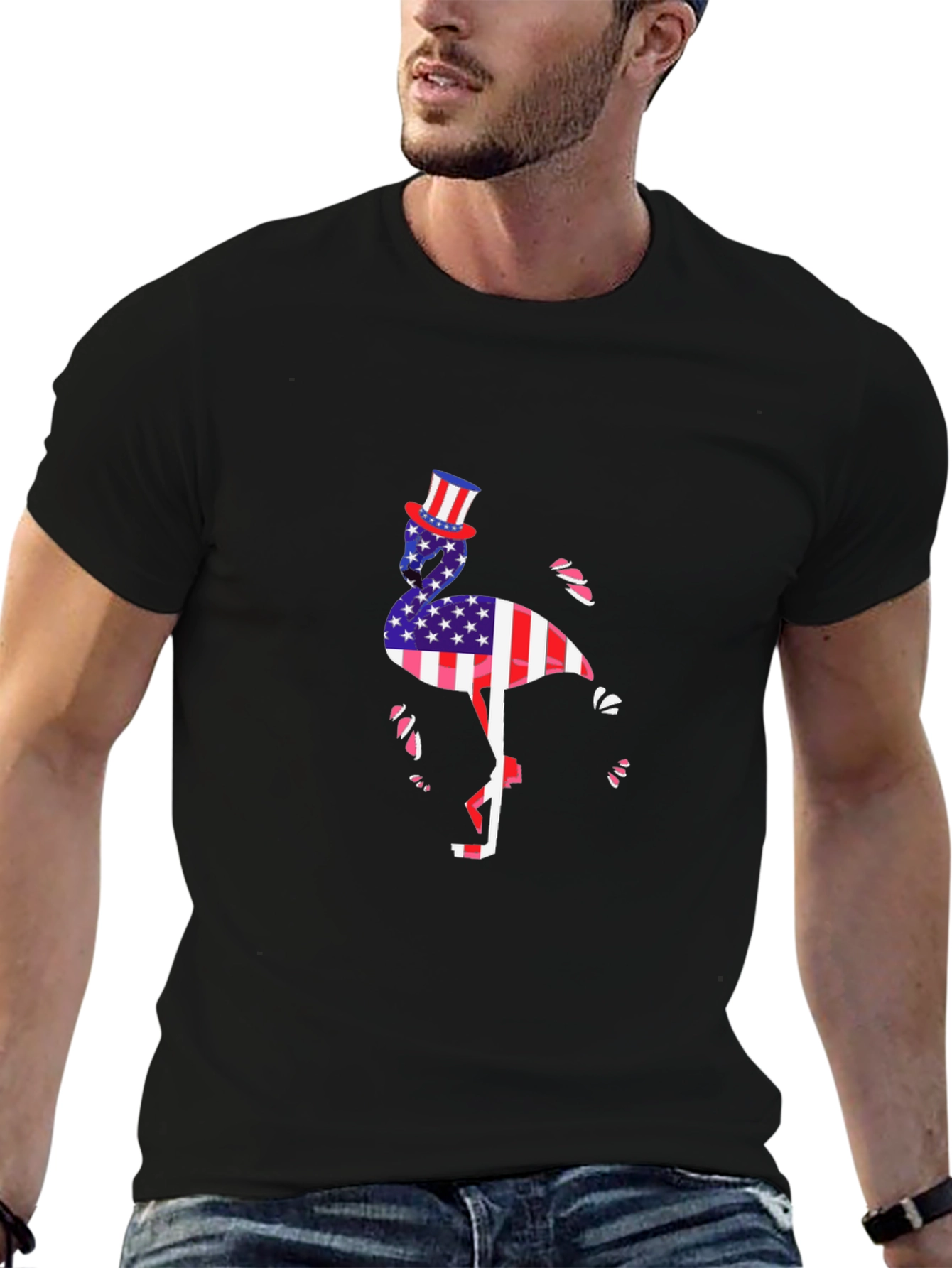 Patriotic Flamingo Graphic T-Shirt