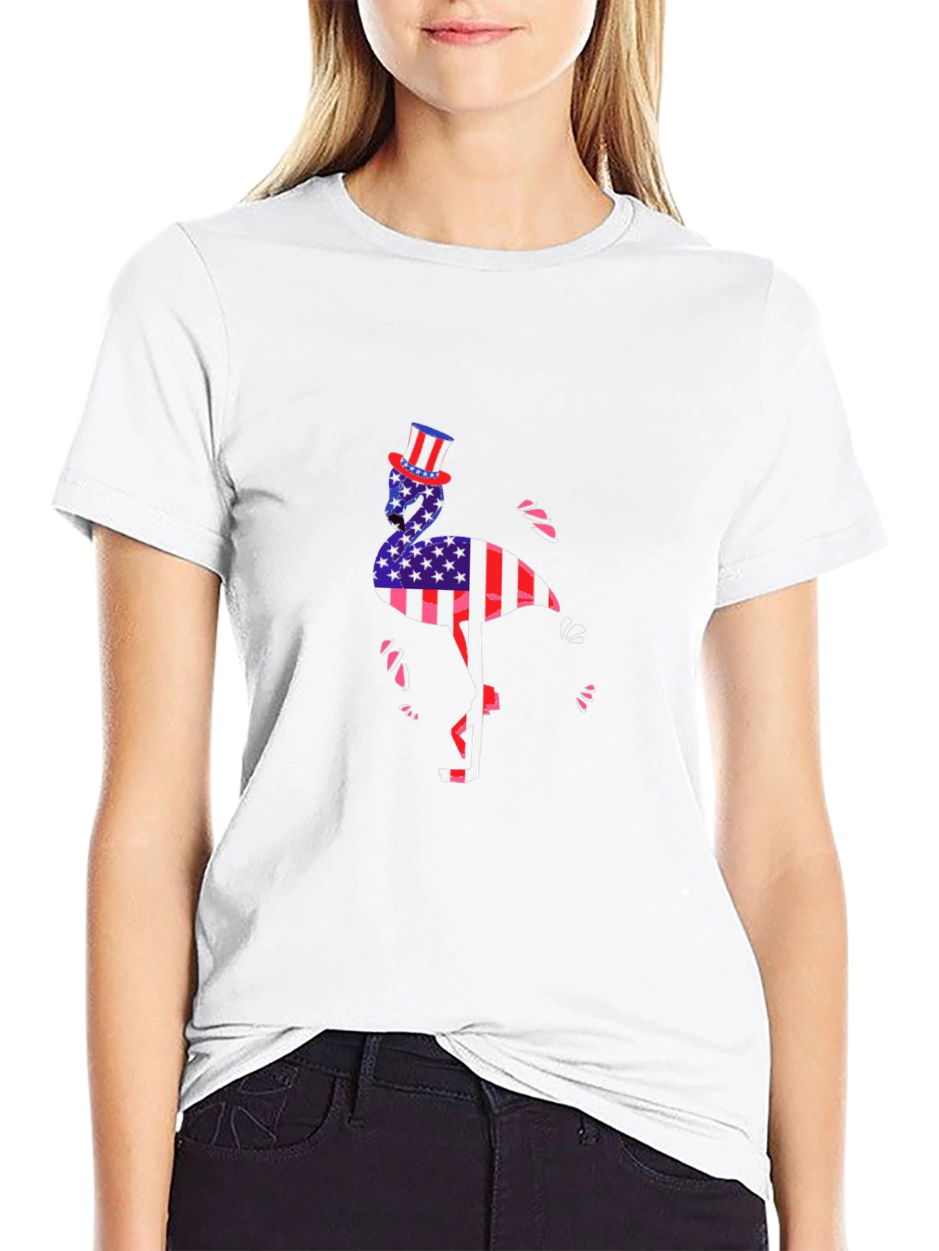 Patriotic Flamingo Graphic T-Shirt