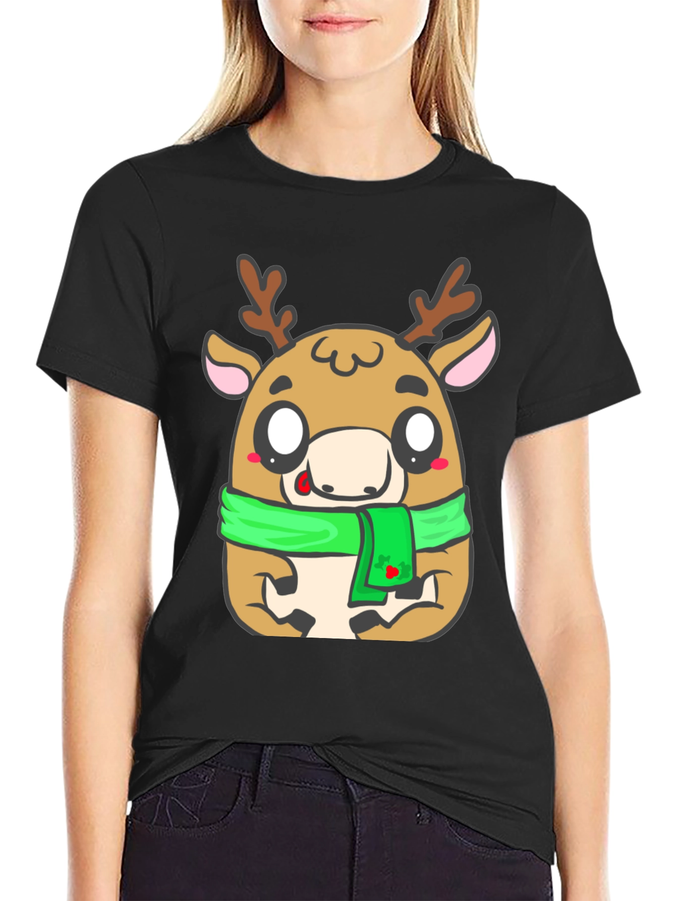 Reindeer Graphic Tee - Cute Christmas Style