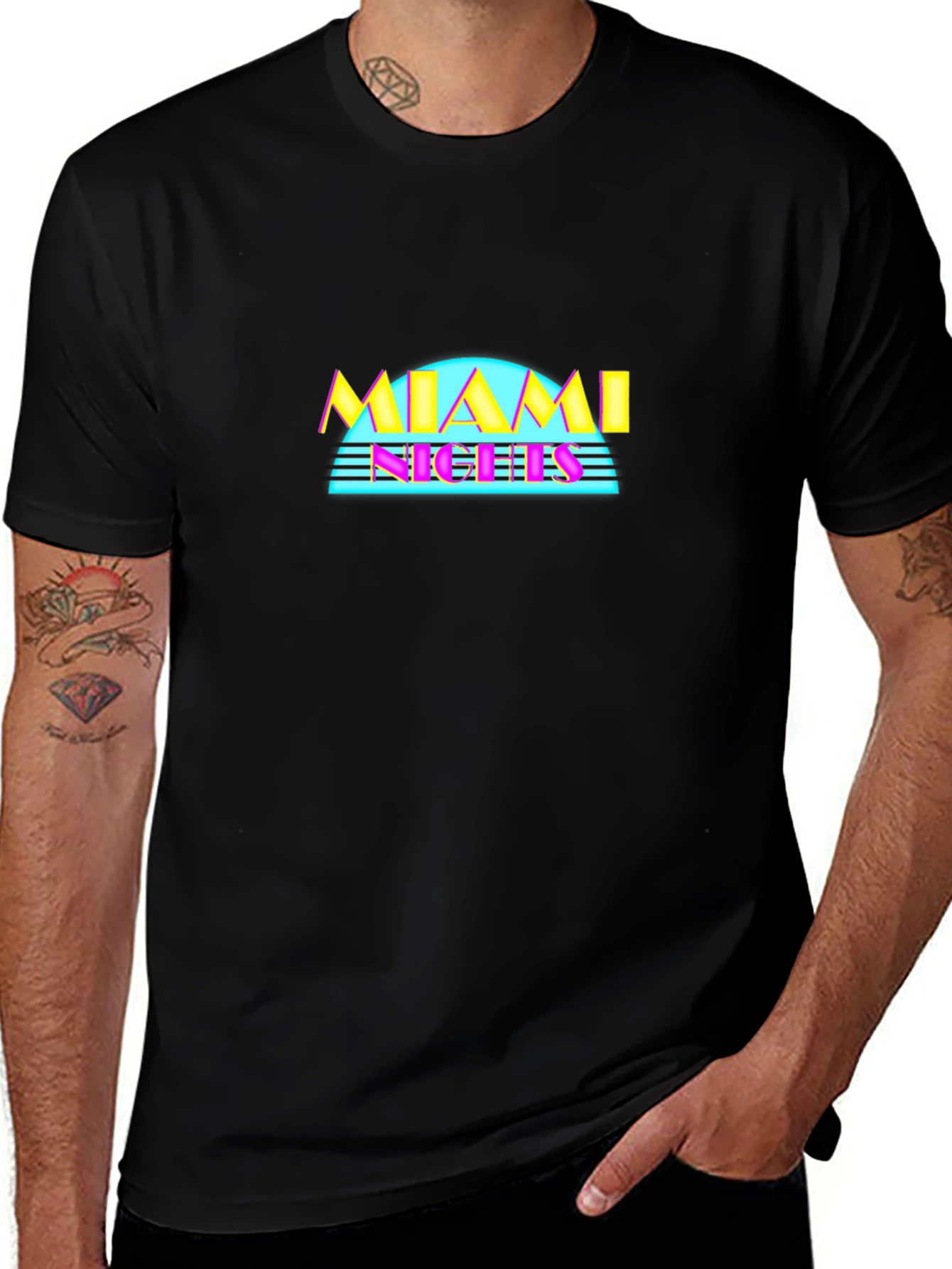 Miami Nights Graphic Tee - Retro Style