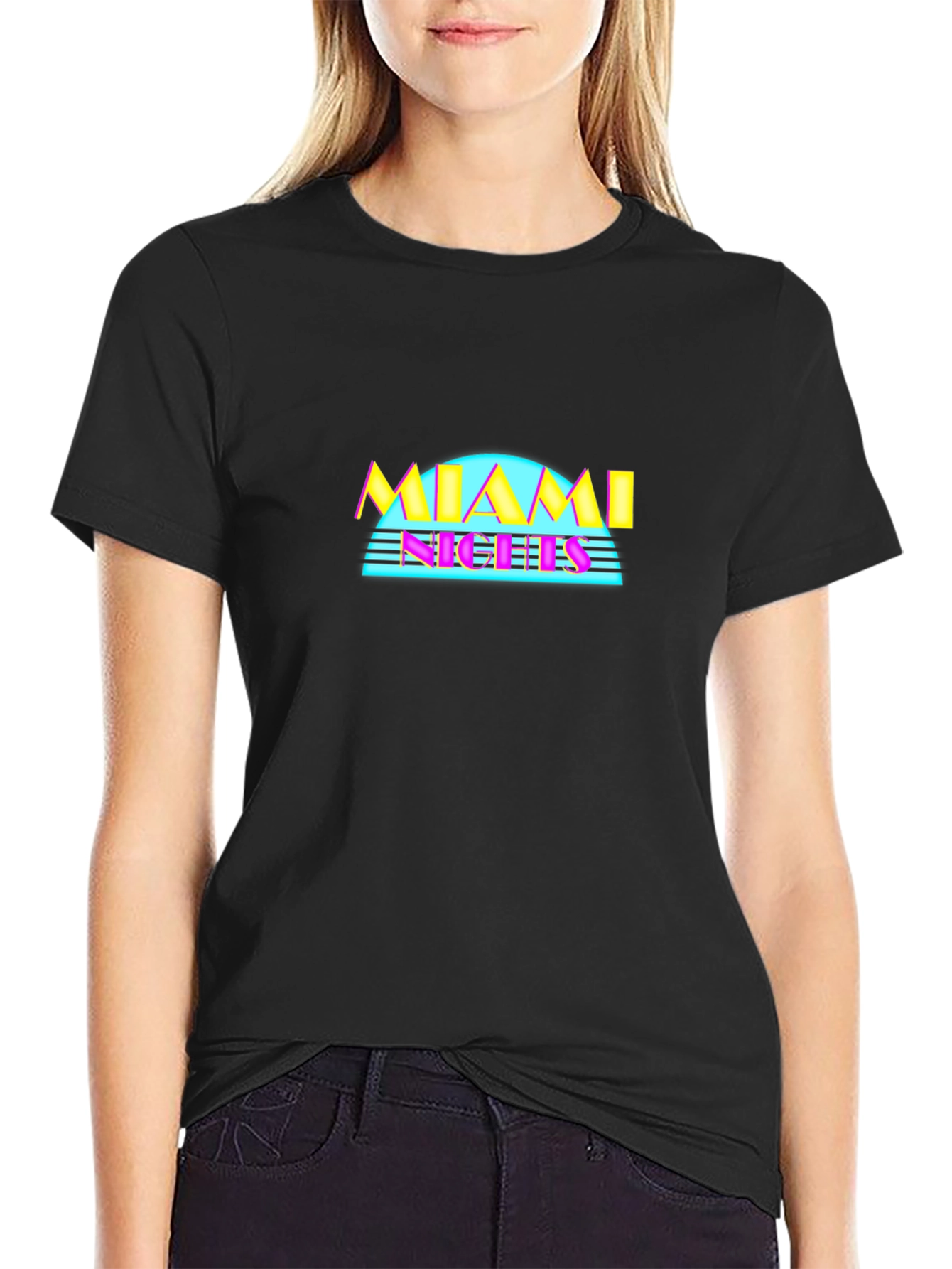 Miami Nights Graphic Tee - Retro Style