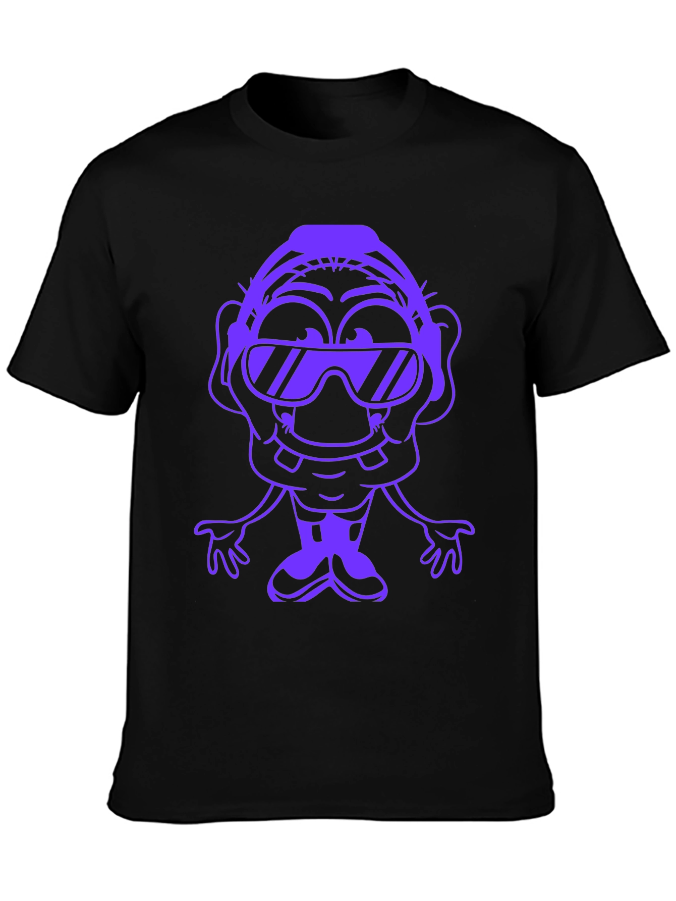 Cartoon Character Graphic Tee - Mens Black T-Shirt