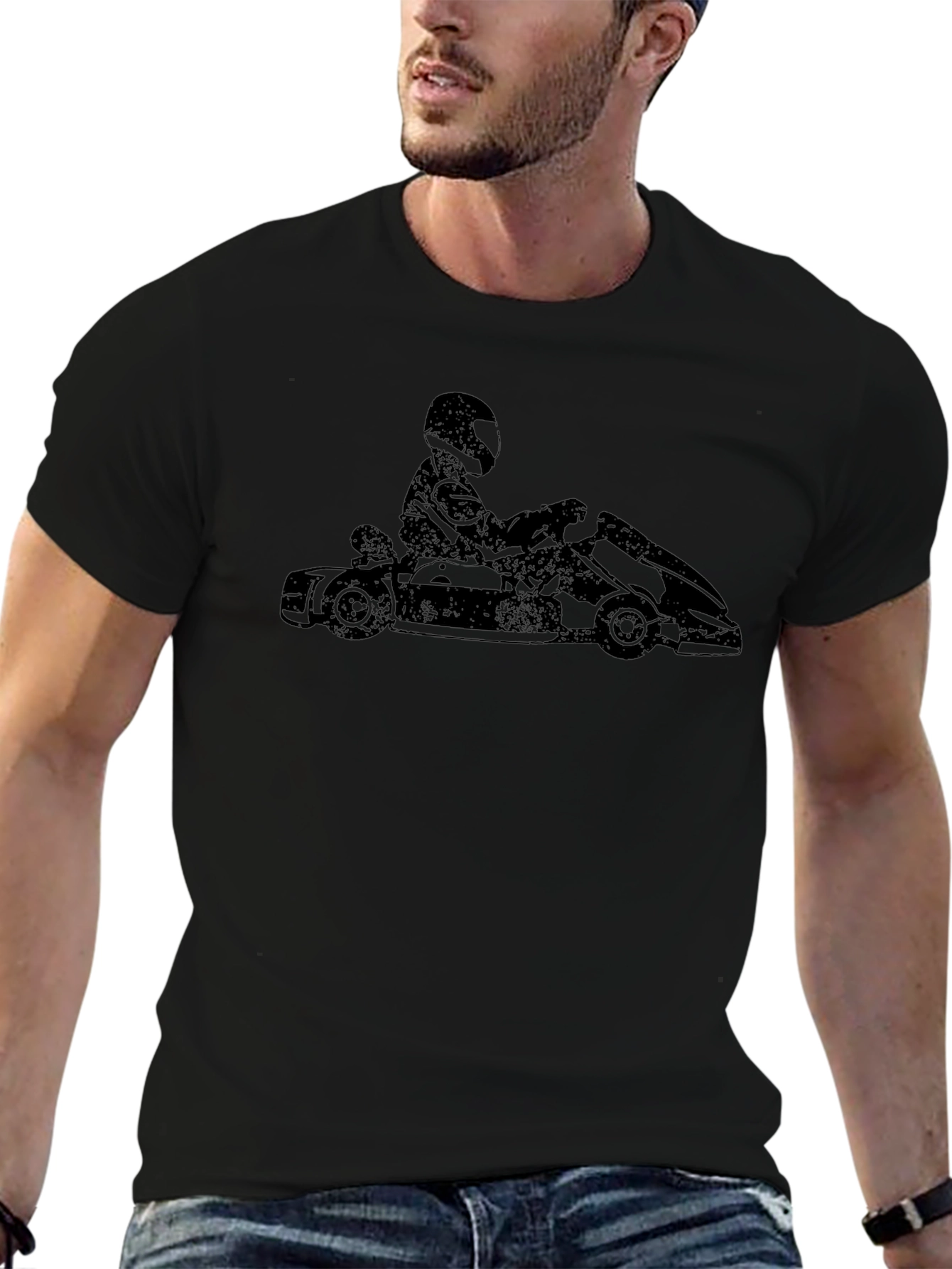 Go Kart Racer Black T-Shirt - Racing Kart Tee