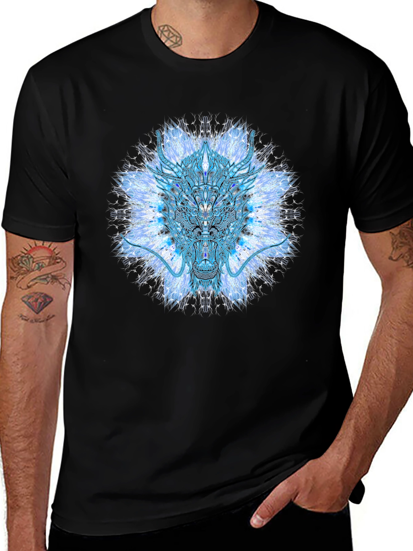 Psychedelic Dragon T-Shirt - Black Cotton Tee