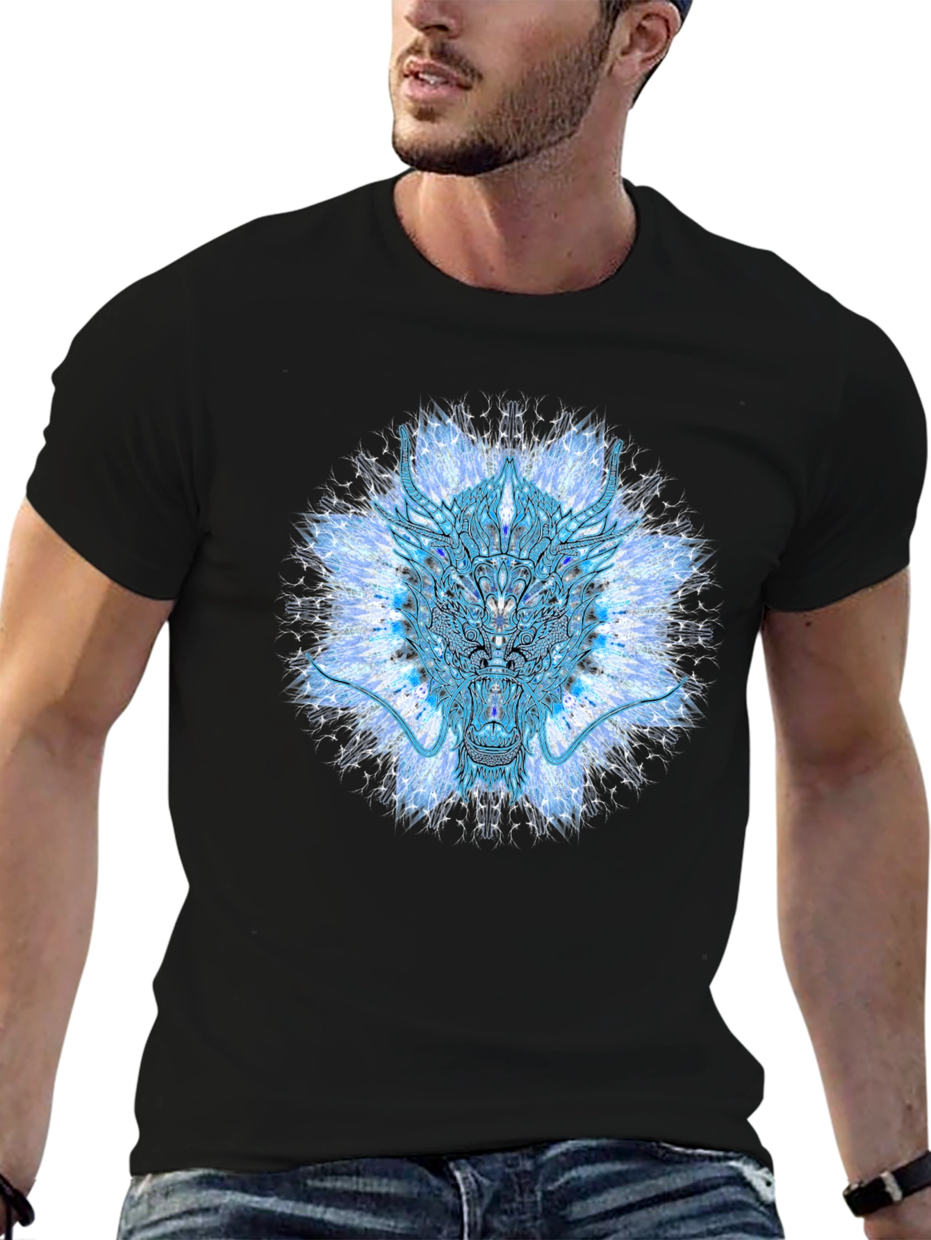 Psychedelic Dragon T-Shirt - Black Cotton Tee