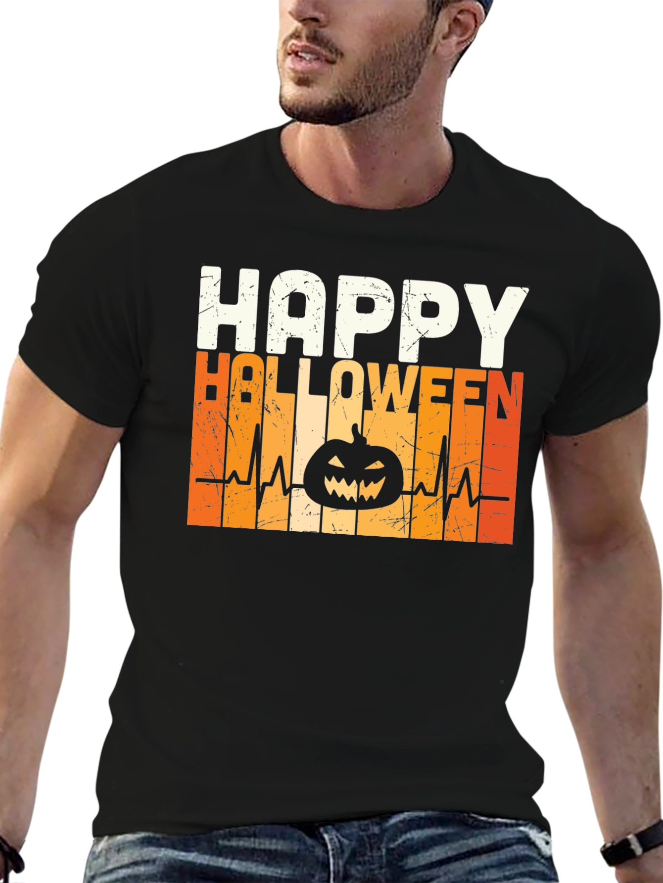 Happy Halloween Pumpkin Heartbeat T-Shirt