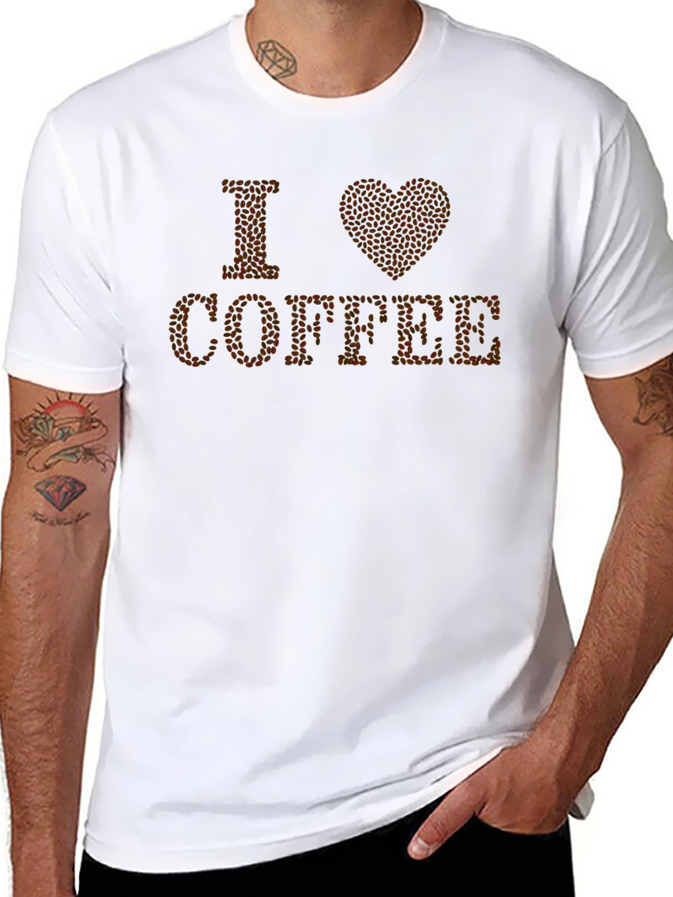 I Love Coffee Bean Heart Graphic T-Shirt